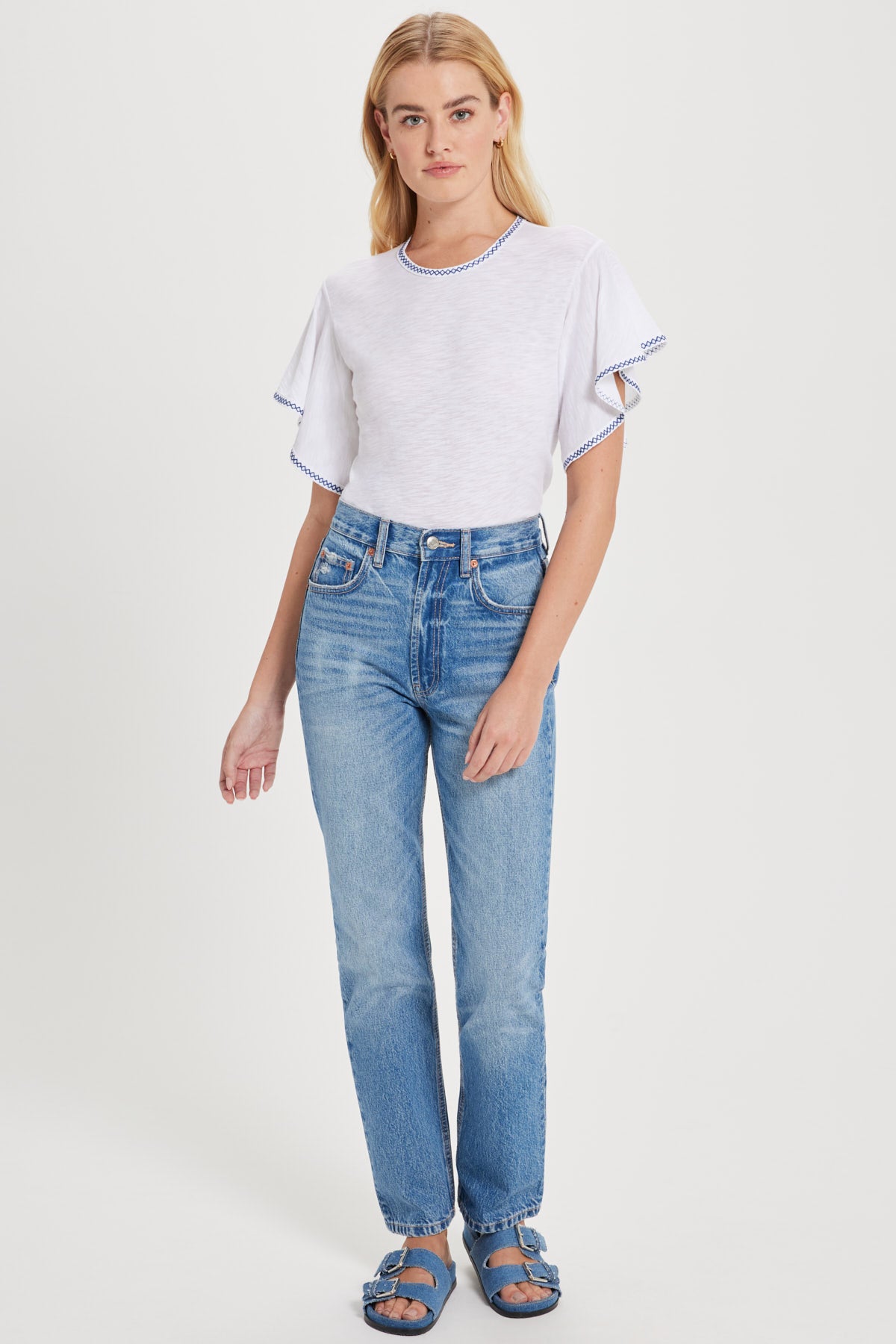 Celeste Embroidered Ruffle Top