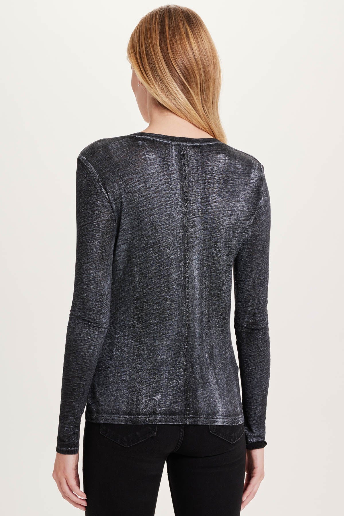 Long Sleeve Metallic Sparkle Tee