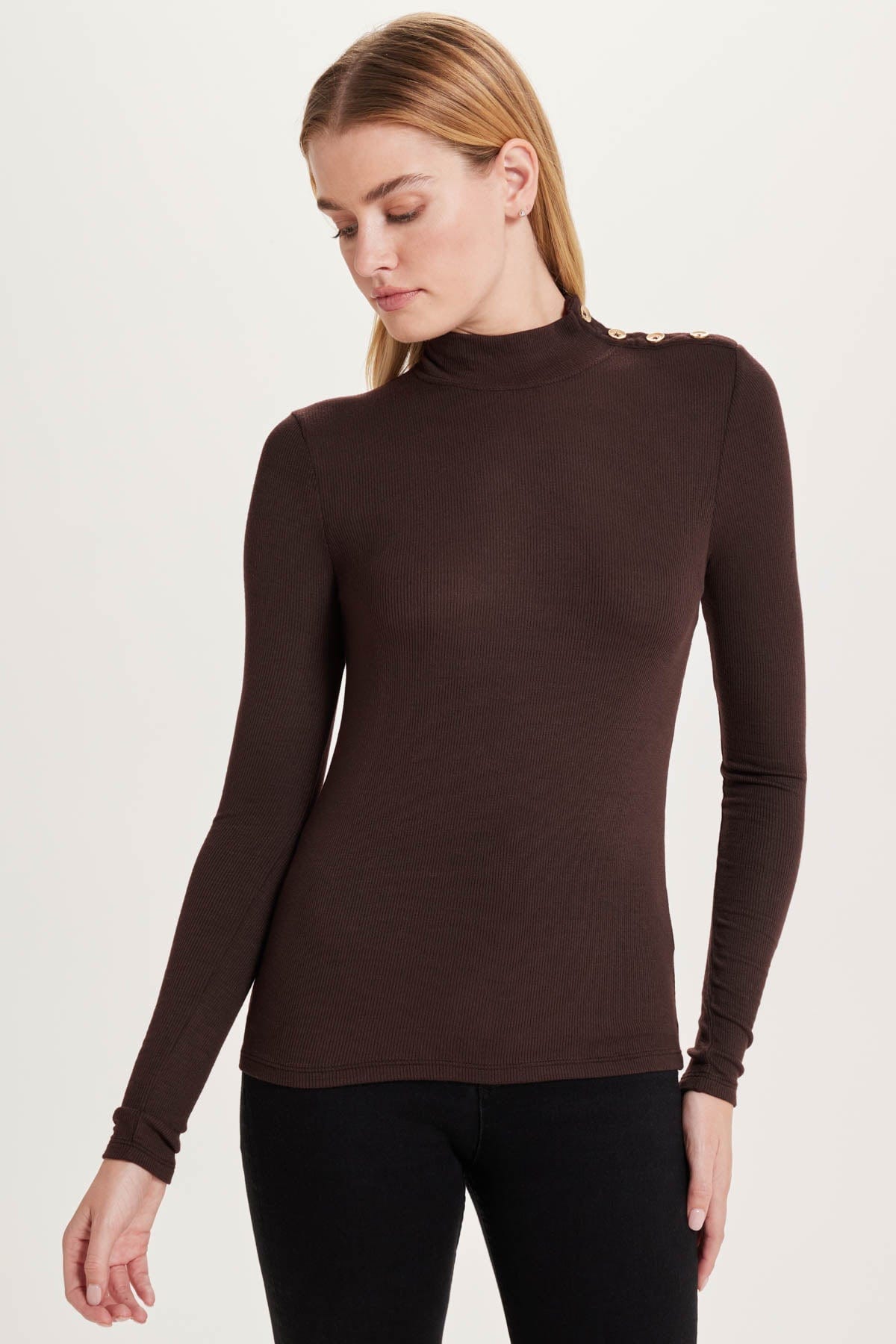 Marina Mock Neck Ribbed Top