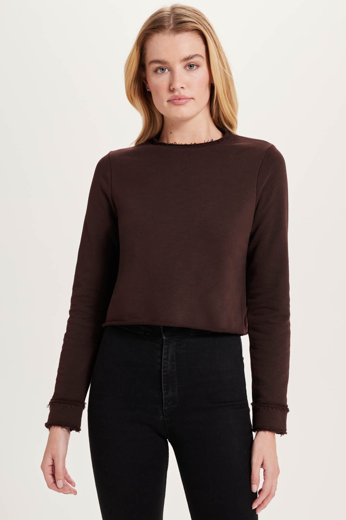 Melrose Frayed Crop Sweatshirt