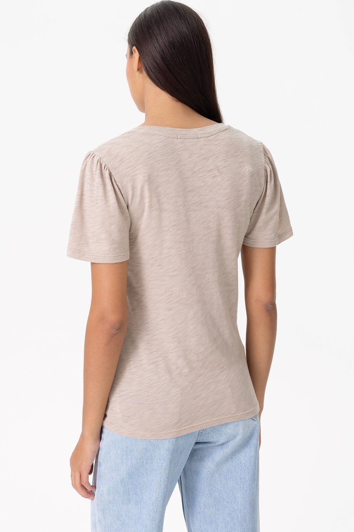 Signature Slub Flutter Sleeve V Neck Tee