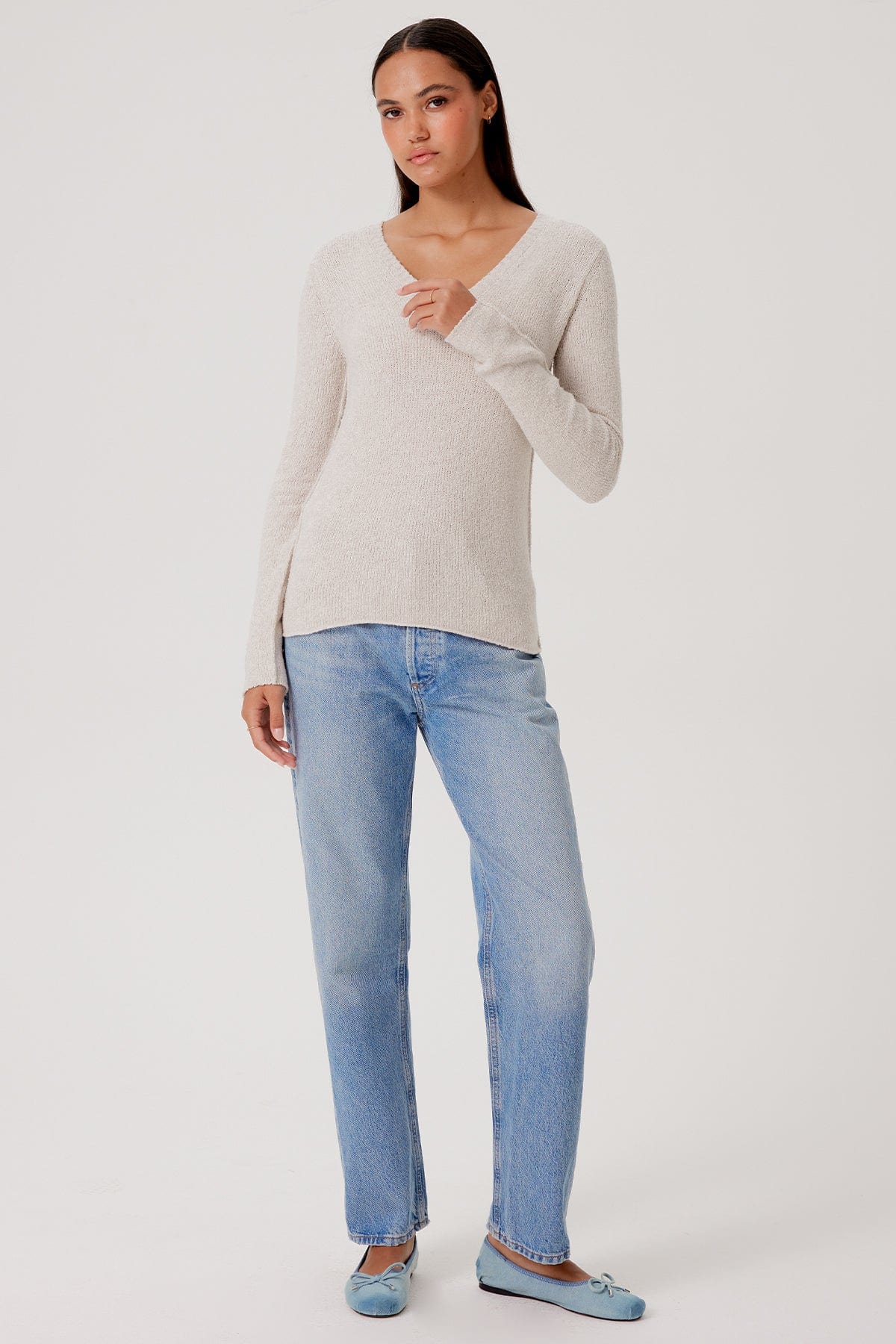 Bouclé V Neck Sweater