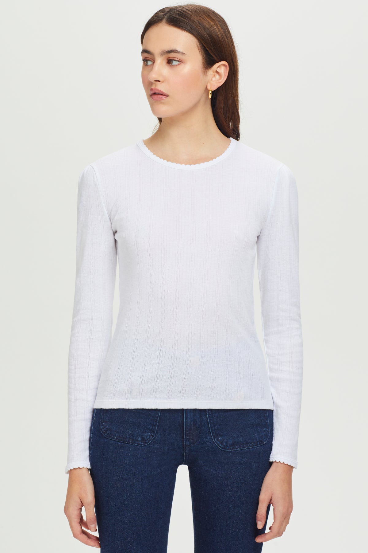 Cotton:On pointelle long sleeve top in gray