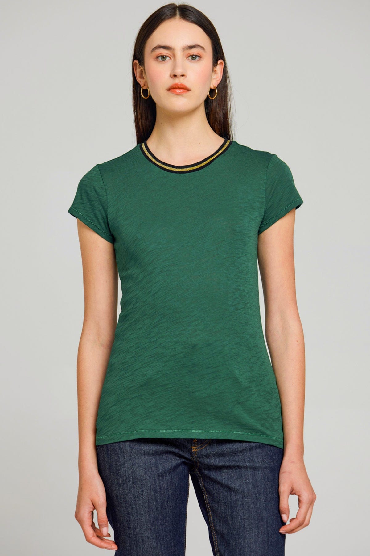 Metallic Tipped Ringer Tee