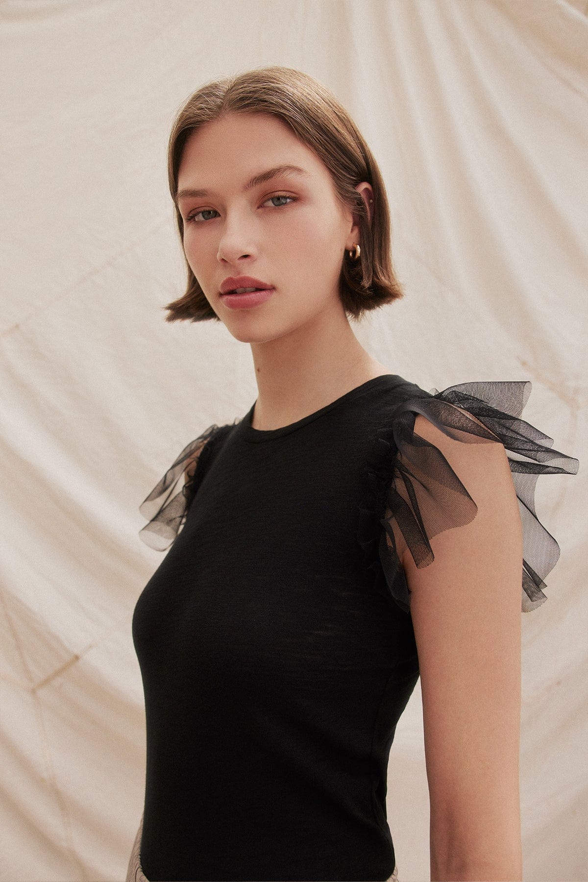 Tulle Ruffle Shell