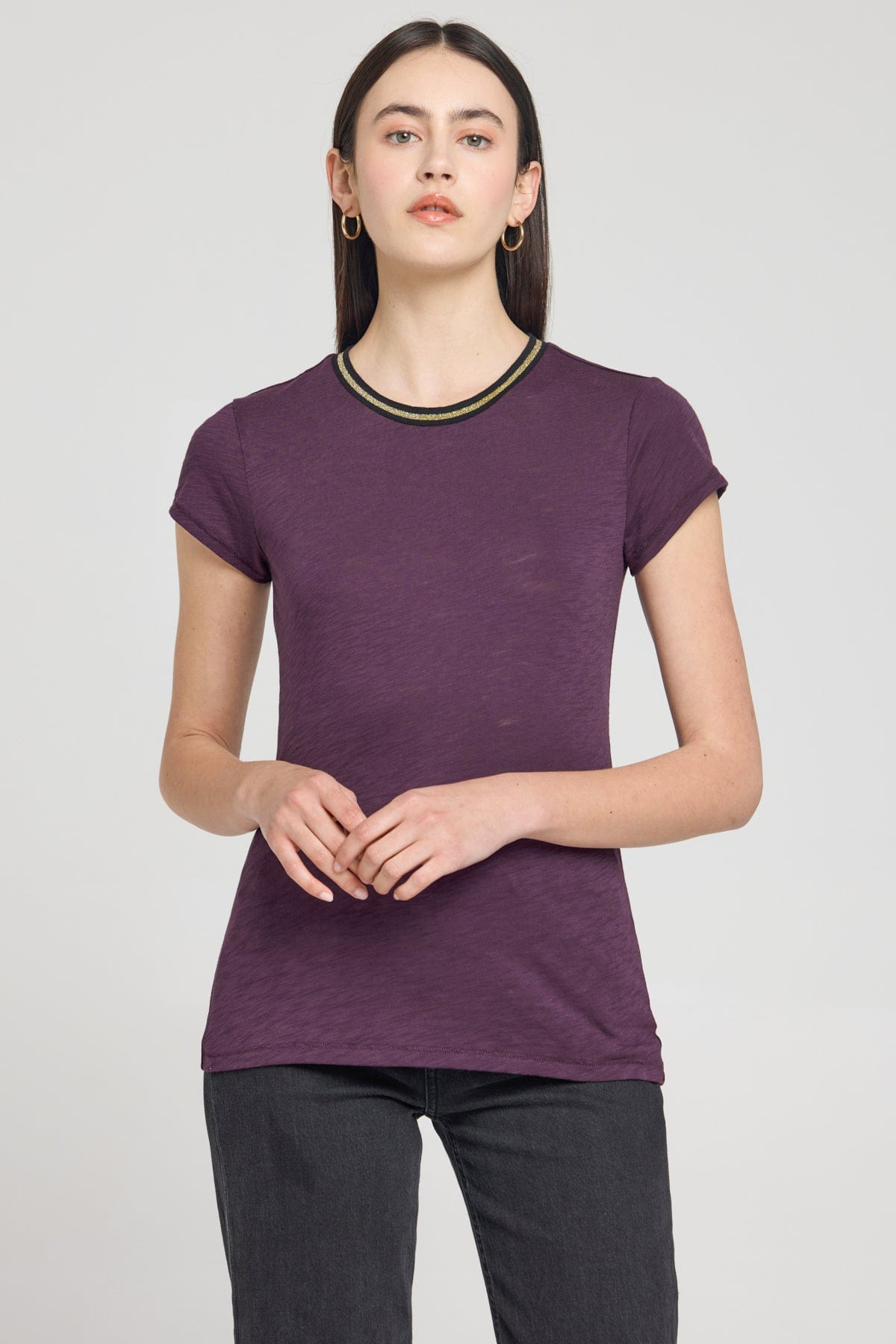 Metallic Tipped Ringer Tee