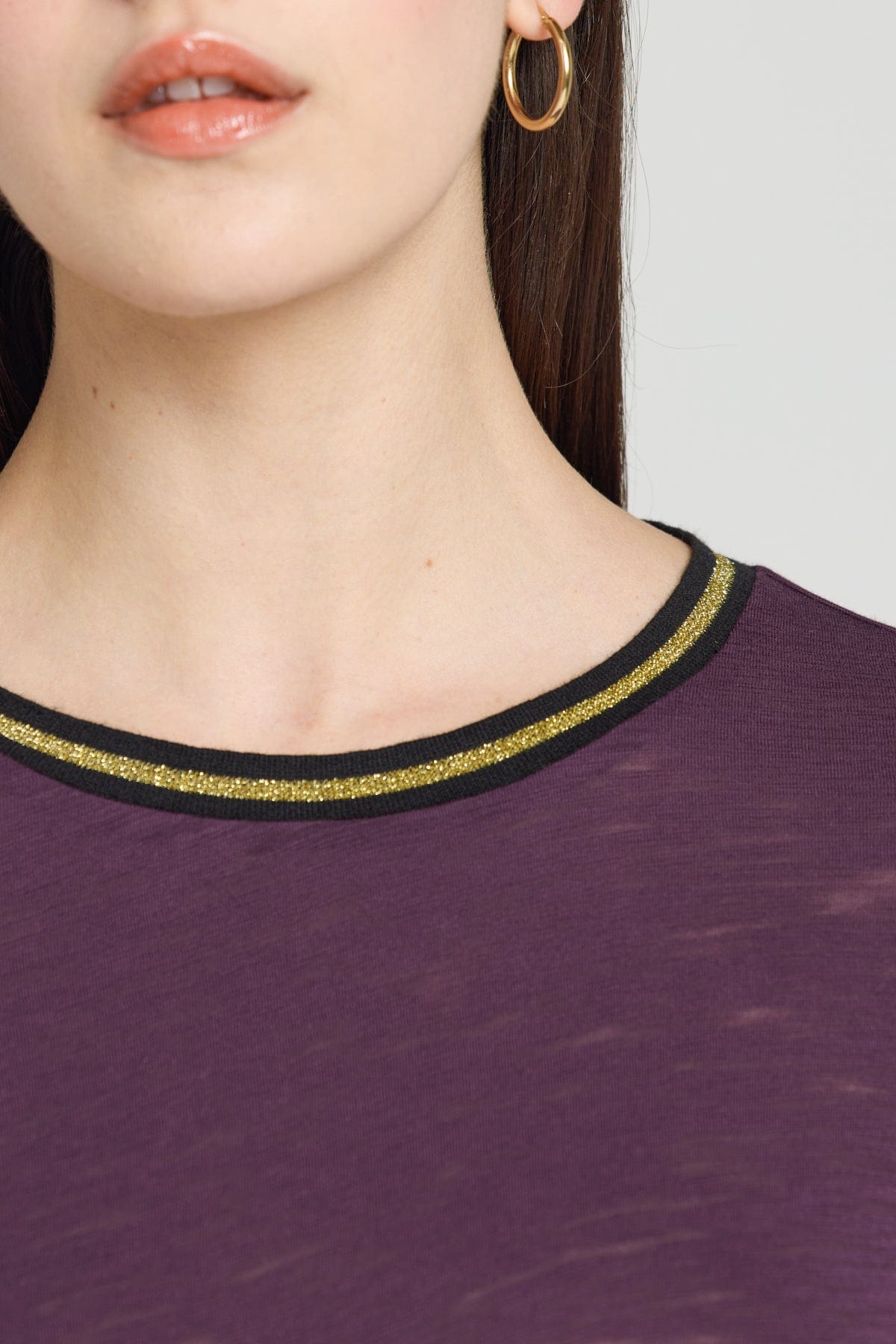 Goldie LeWinter SALE Long Sleeve Metallic Tipped Ringer Tee