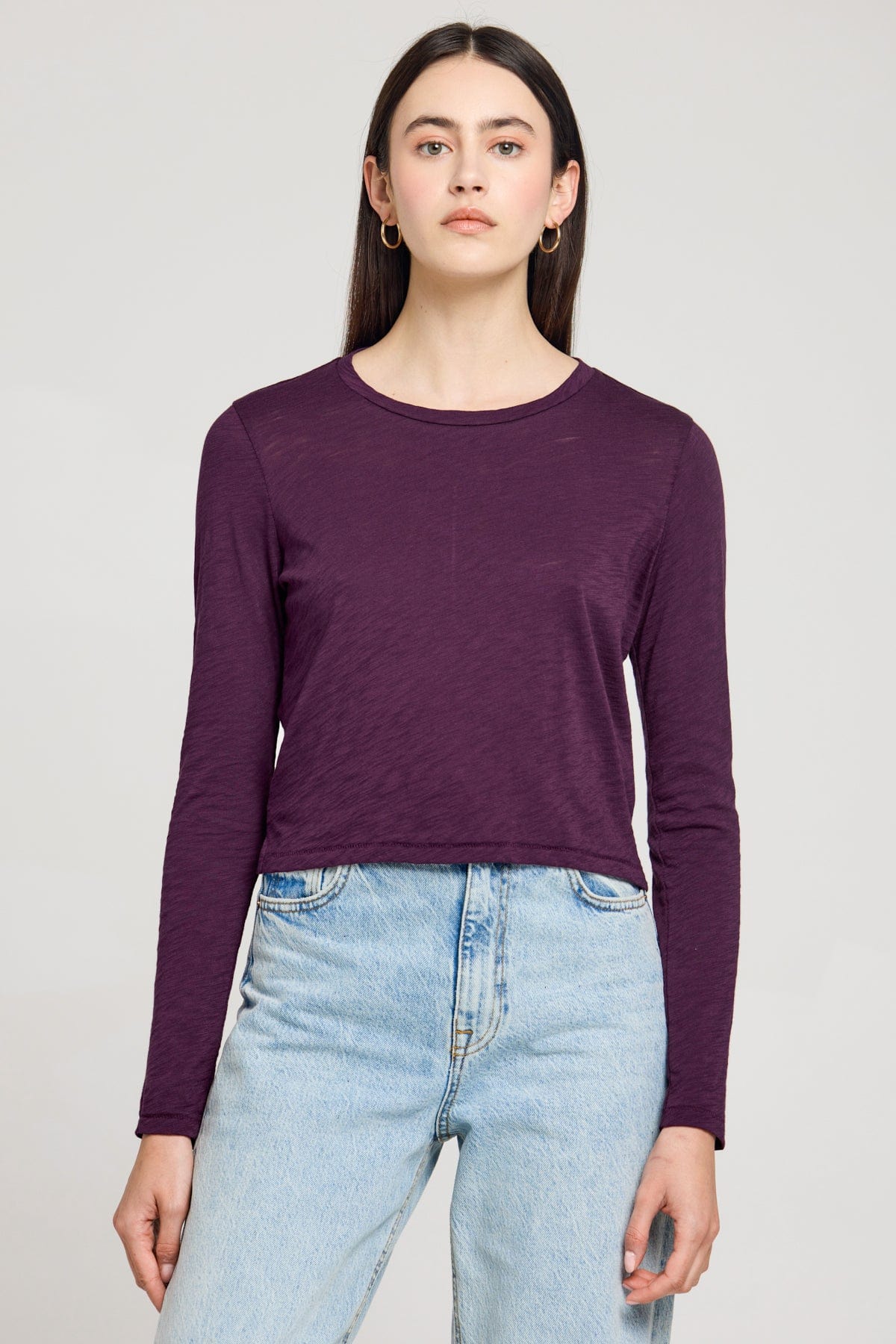 Goldie LeWinter SALE XS / Aubergine Long Sleeve Cropped Boy Tee