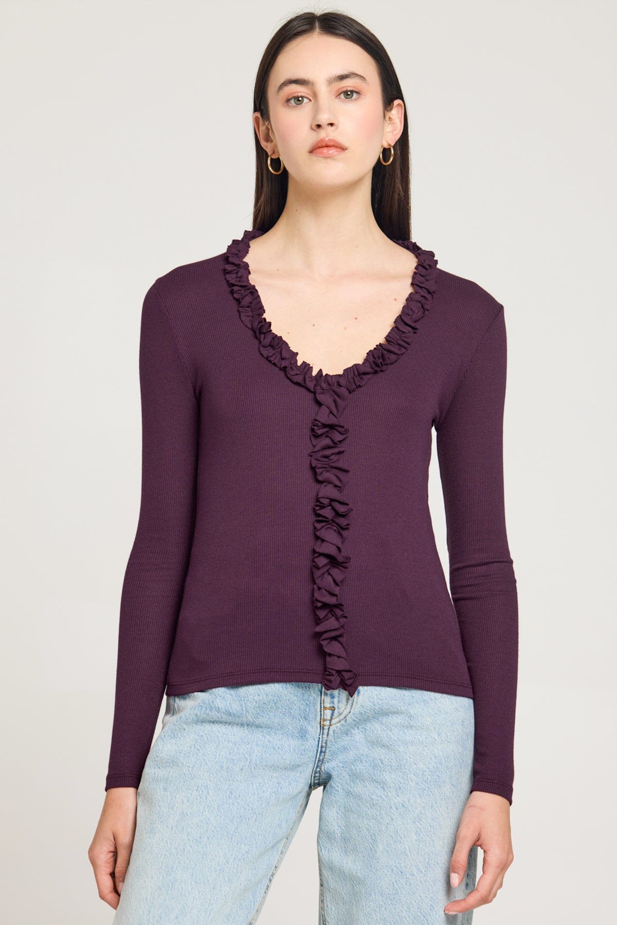 Goldie LeWinter SALE XS / Aubergine Rosaline V Neck Top