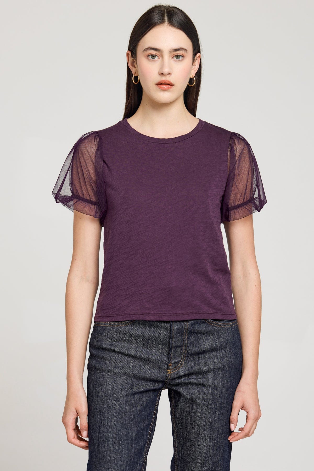 Goldie LeWinter SALE XS / Aubergine Tulle Princess Sleeve Tee