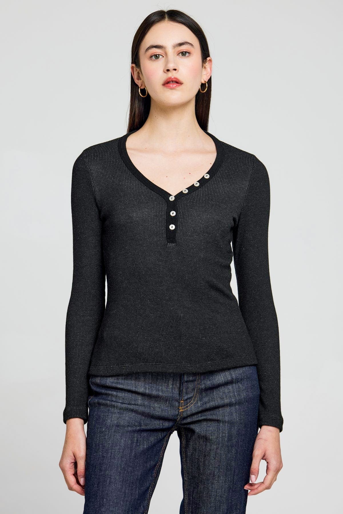 Goldie LeWinter SALE XS / Black Honeycomb Henley