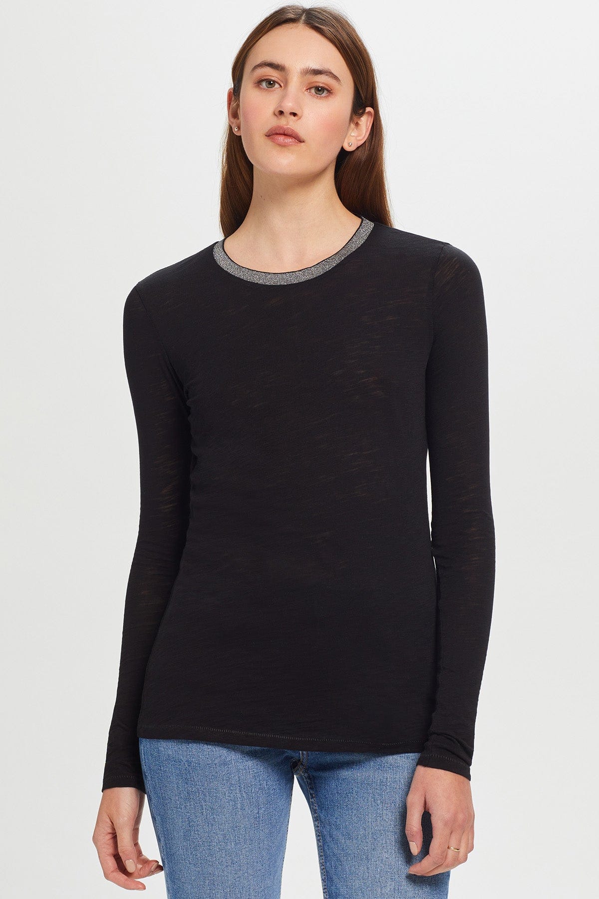 Goldie LeWinter SALE XS / Black Long Sleeve Pavé Ringer Tee