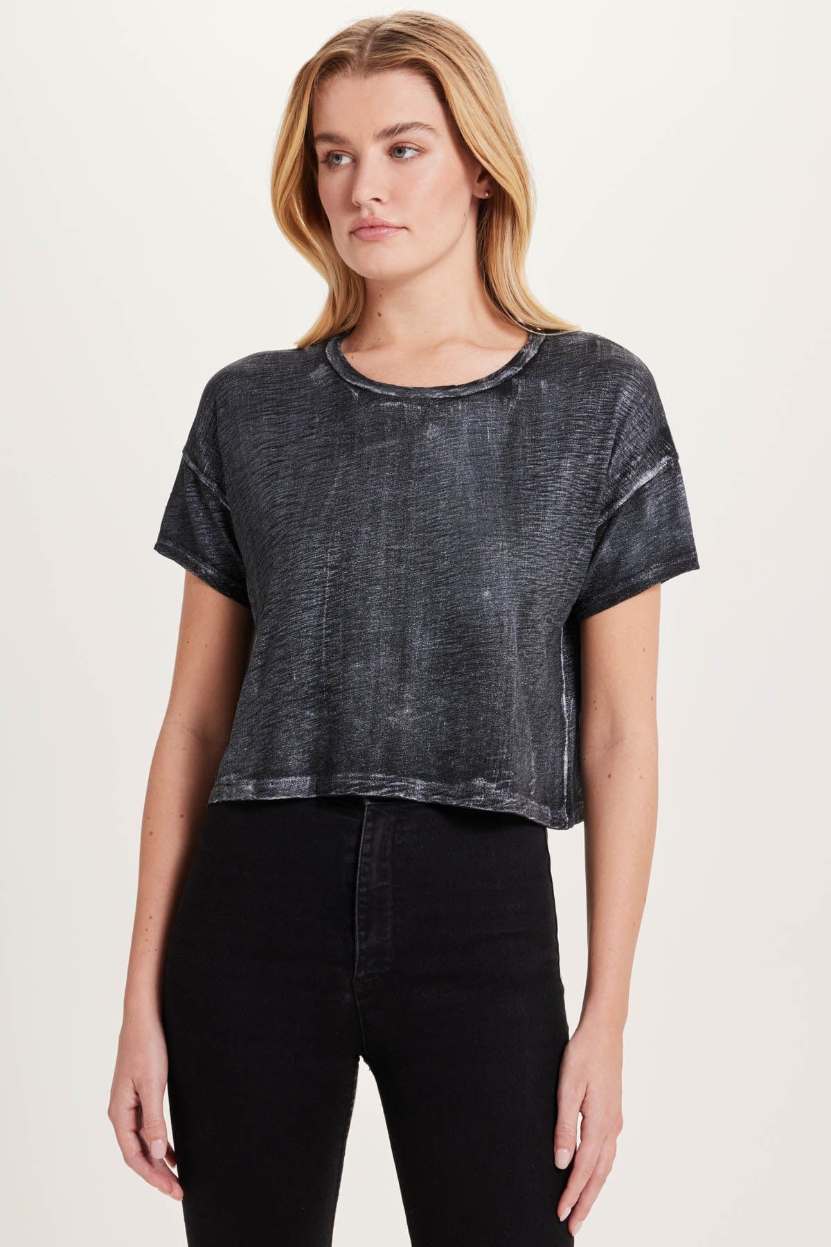 Goldie LeWinter SALE XS / Black / Silver Metallic Sparkle Crop Tee