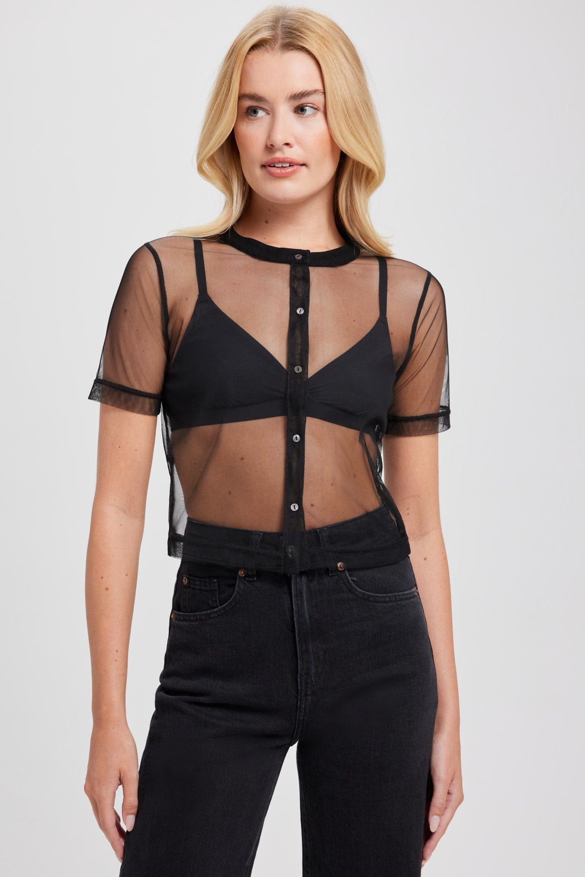 Goldie LeWinter SALE XS / Black Tulle Crop Shirt