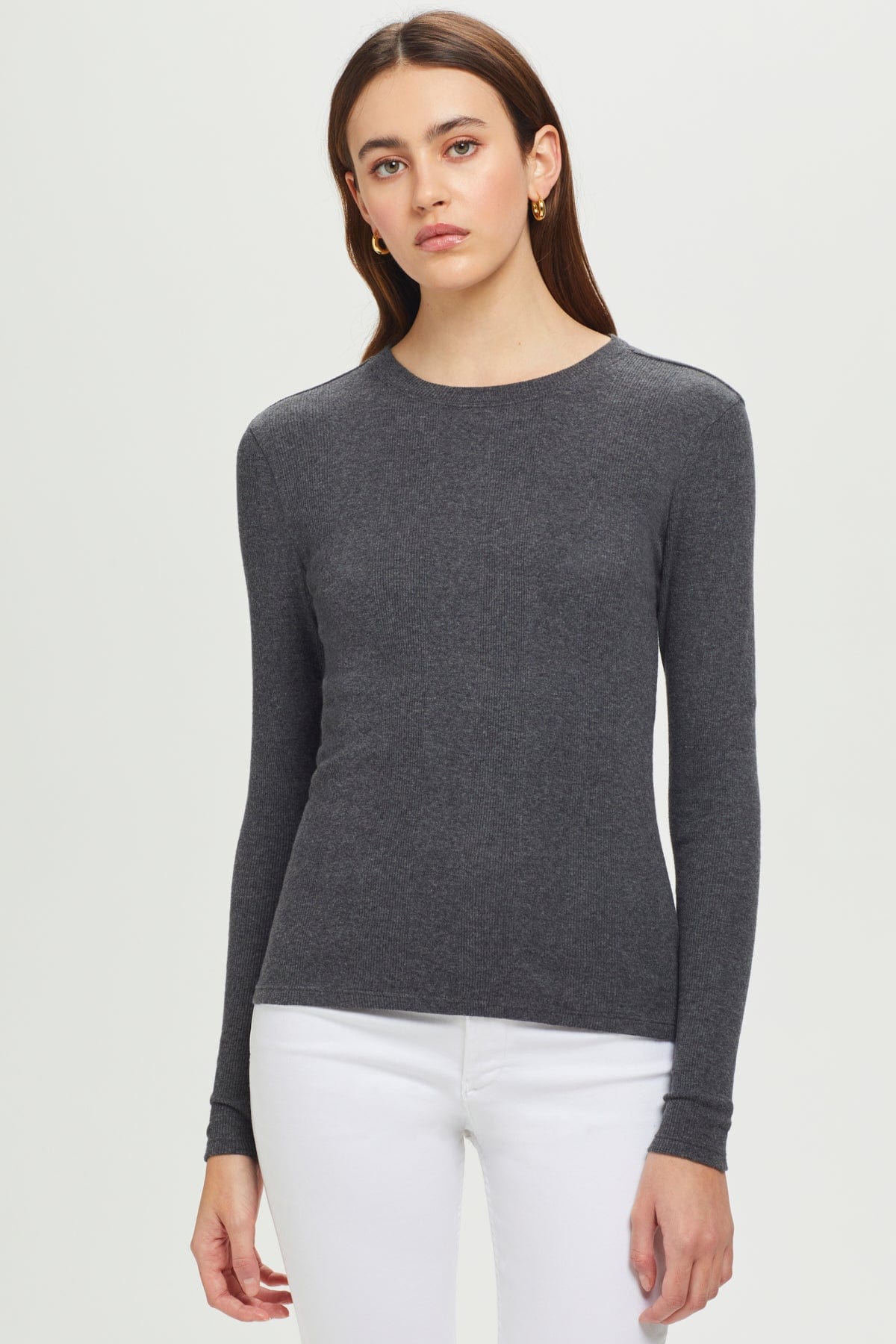 Goldie LeWinter SALE XS / Charcoal Heather Long Sleeve Variegated Rib Tee