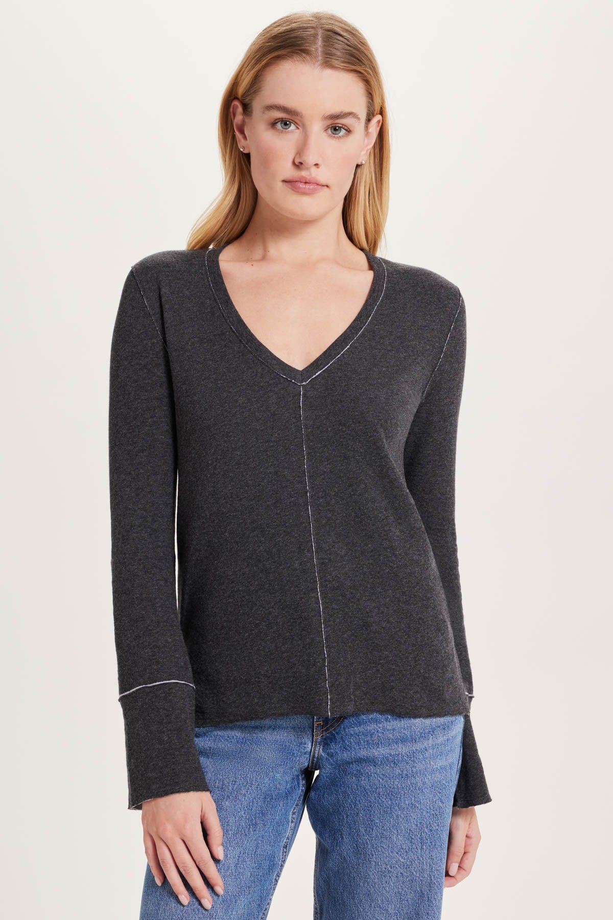 Goldie LeWinter SALE XS / Charcoal Stella V Neck Pullover