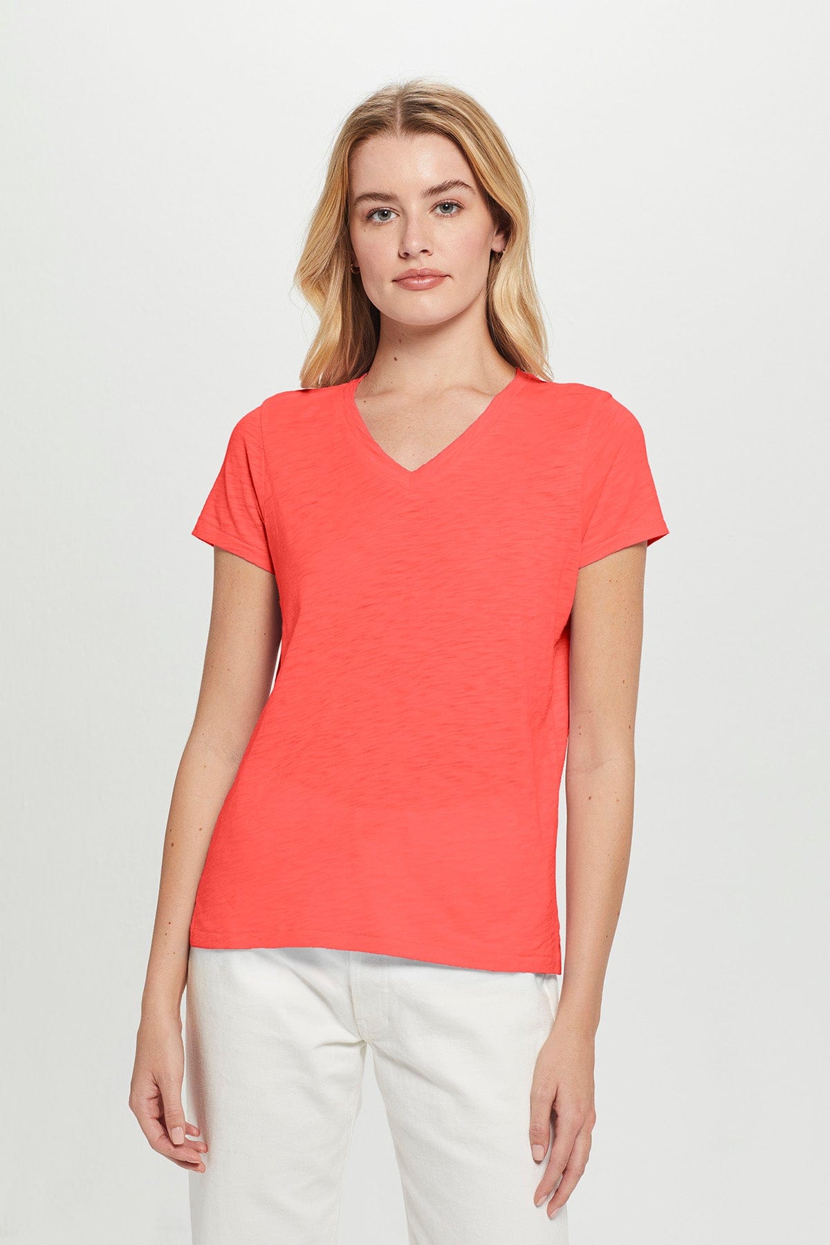 Goldie LeWinter SALE XS / Coral Signature Slub V Neck Boy Tee