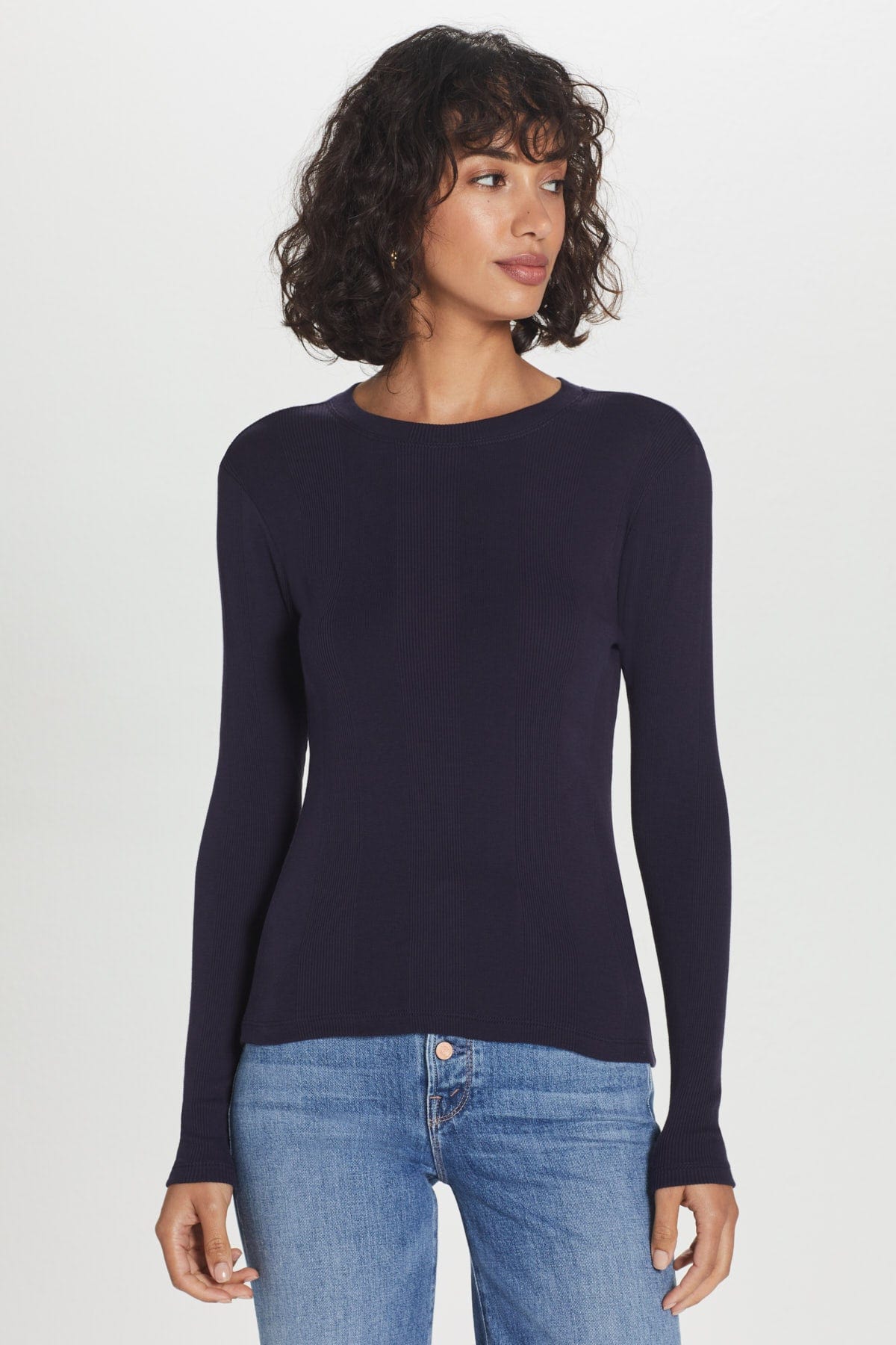 Goldie LeWinter SALE XS / Navy Long Sleeve Variegated Rib Tee