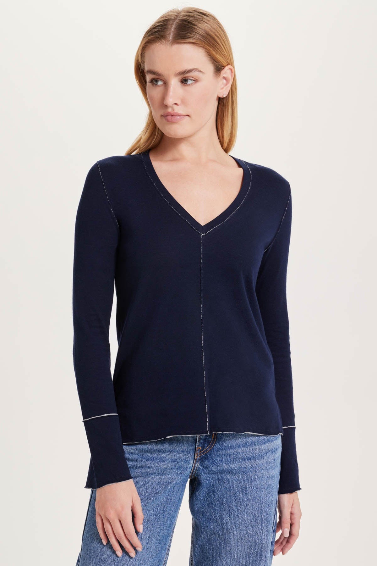 Goldie LeWinter SALE XS / Navy Stella V Neck Pullover