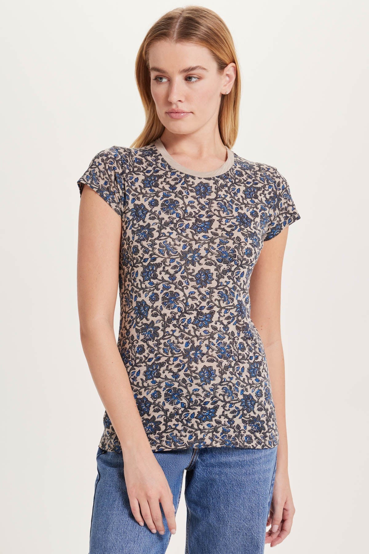 Goldie LeWinter SALE XS / String / Blue Autumn Bloom Ringer Tee