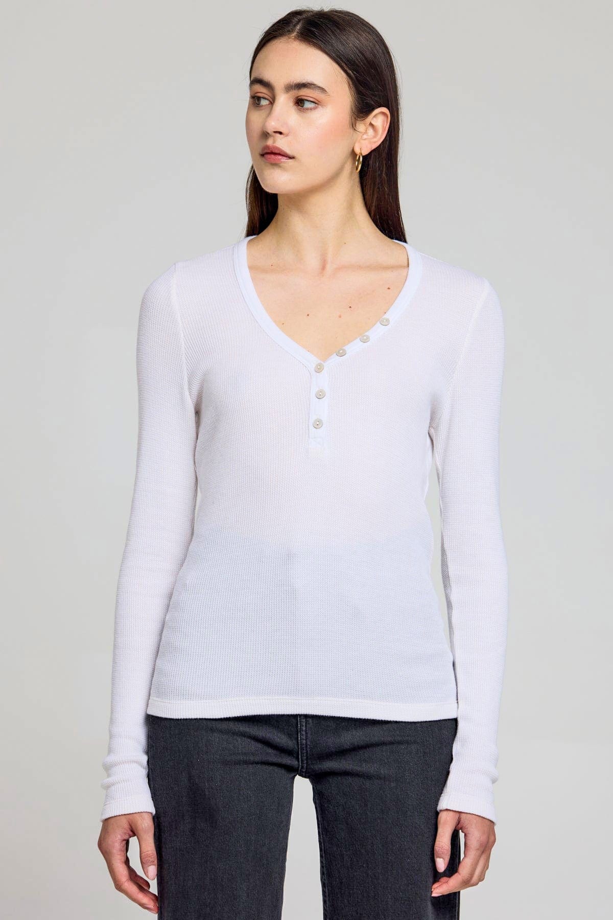 Goldie LeWinter SALE XS / White Honeycomb Henley