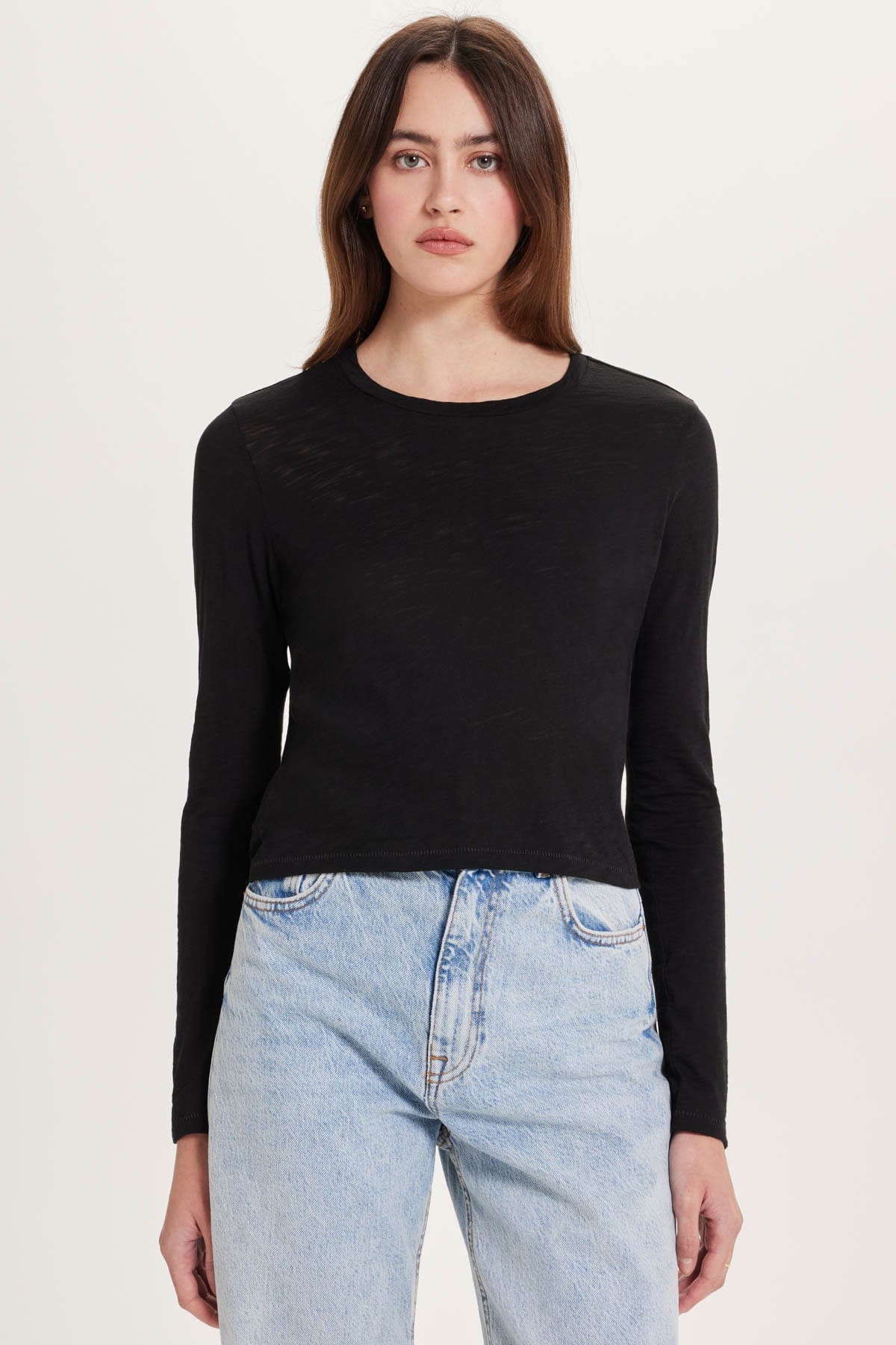 Goldie LeWinter TEES XS / Black Long Sleeve Cropped Boy Tee