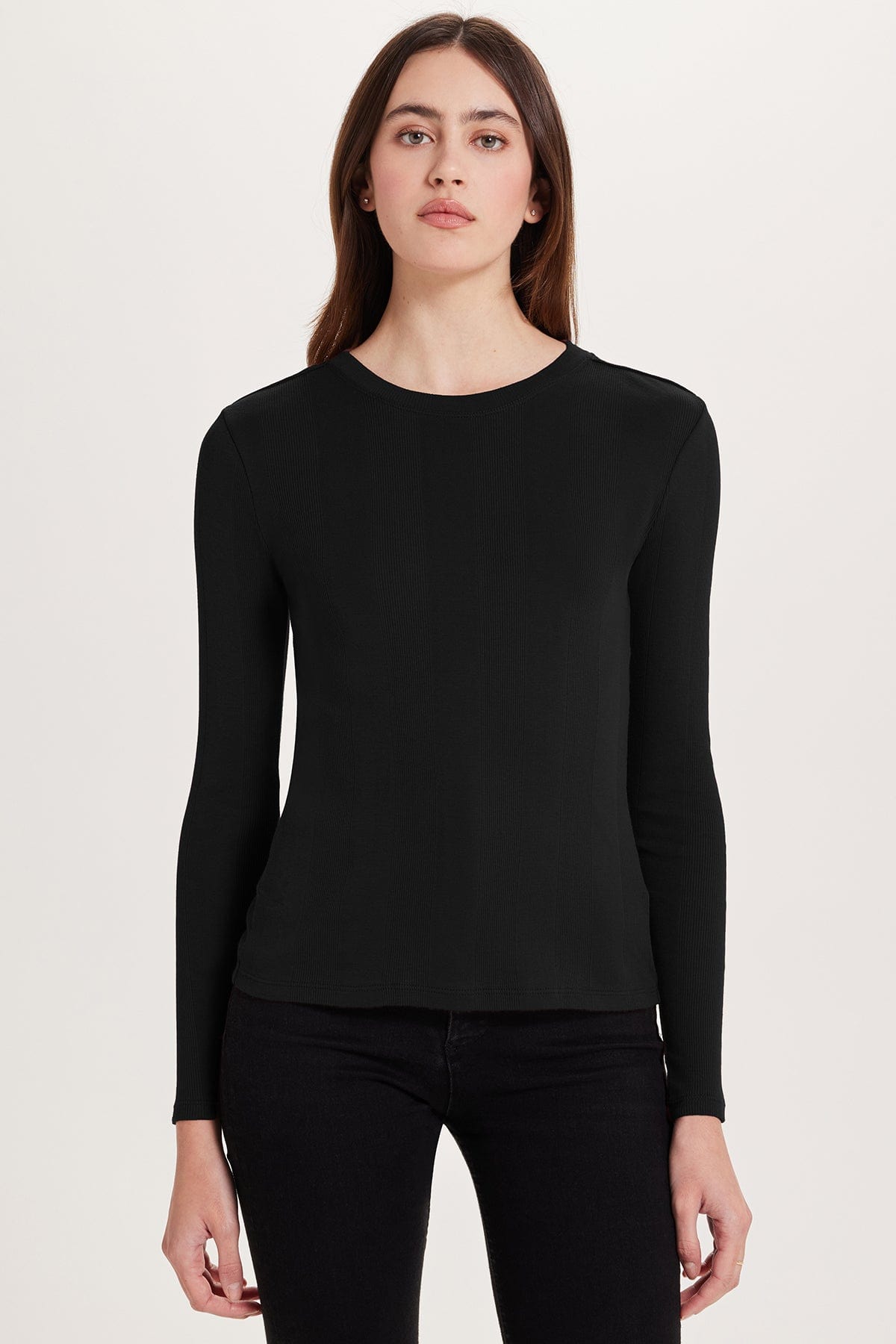 Goldie LeWinter TEES XS / Black Long Sleeve Variegated Rib Tee