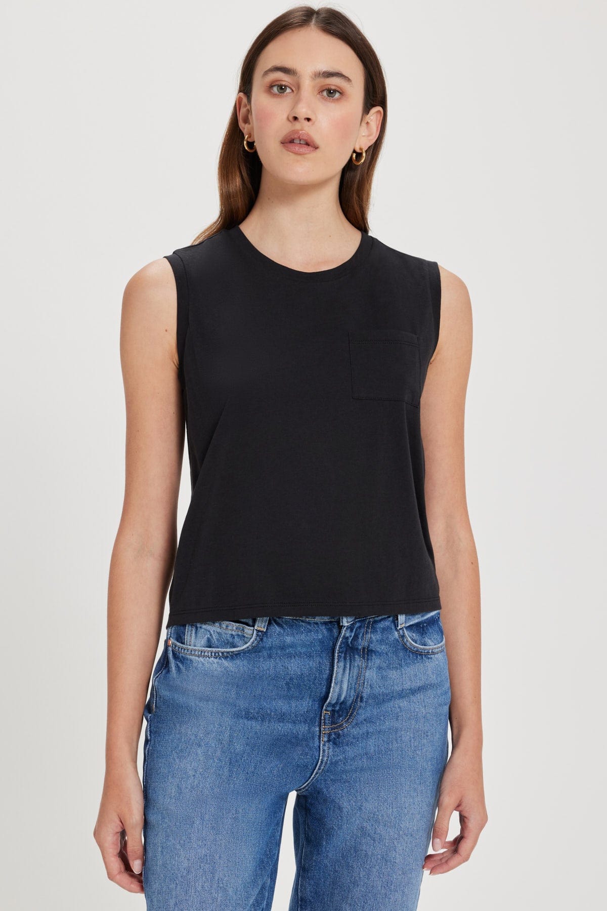 Goldie LeWinter TEES XS / Black Organic Cropped Pocket Tank