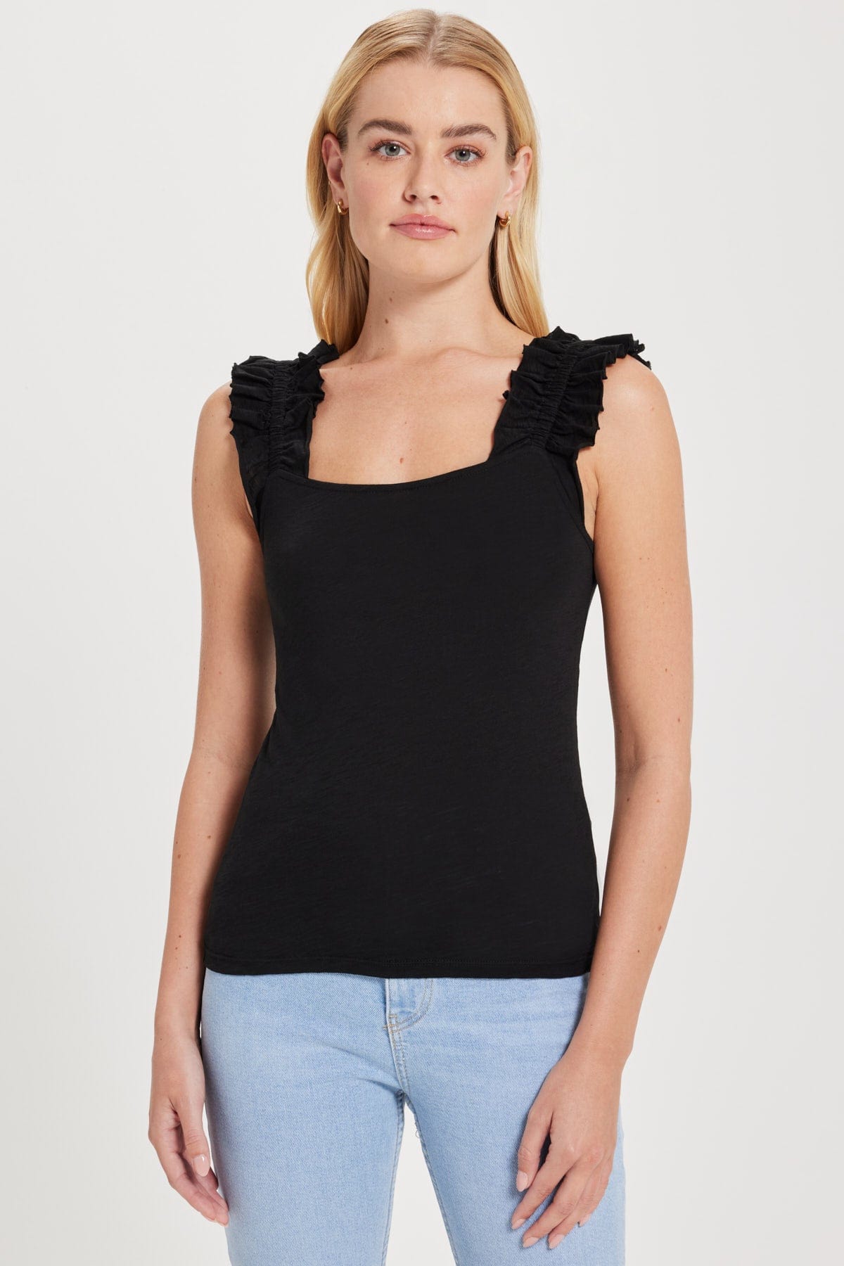 Goldie LeWinter TEES XS / Black Phoebe Ruffle Tank