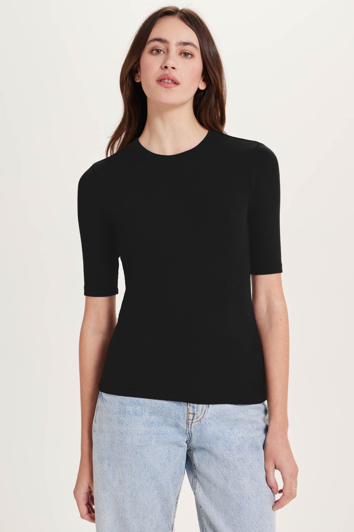 Goldie LeWinter TEES XS / Black Ribbed Half Sleeve Tee