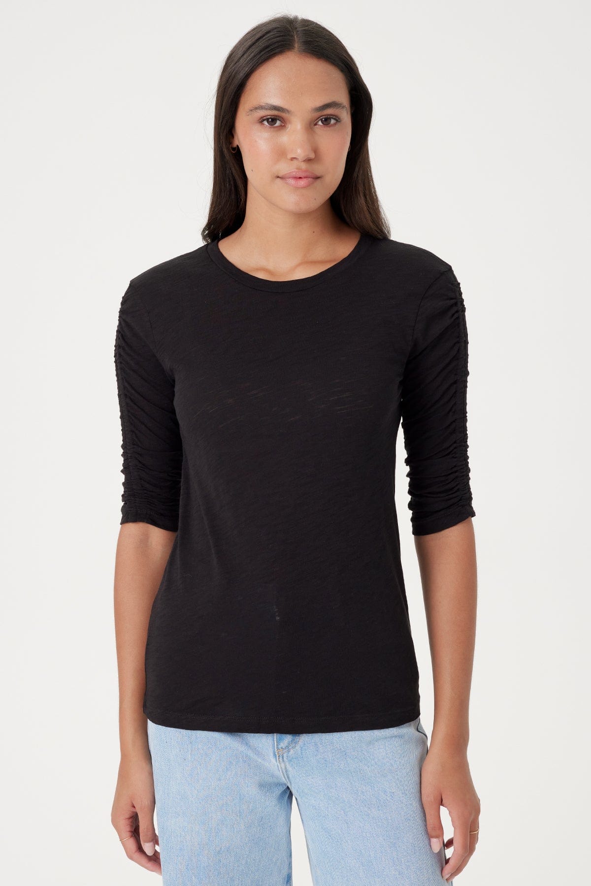 Goldie LeWinter TEES XS / Black Ruched Half Sleeve Tee