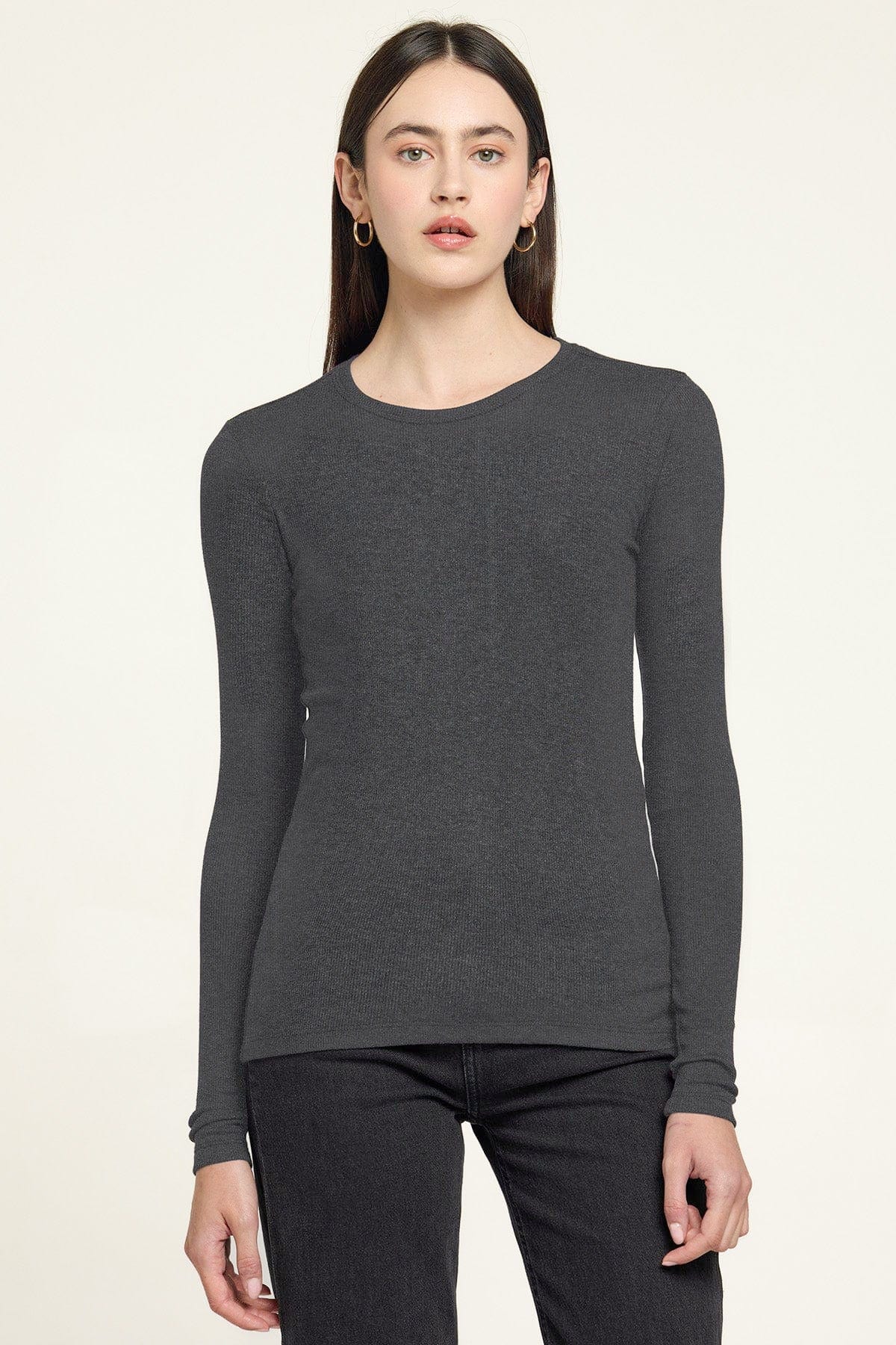 Goldie LeWinter TEES XS / Charcoal Heather Ribbed Long Sleeve Tee