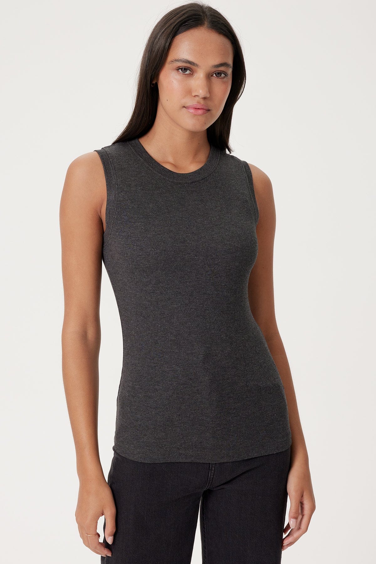 Goldie LeWinter TEES XS / Charcoal Heather Ribbed Sleeveless Tee