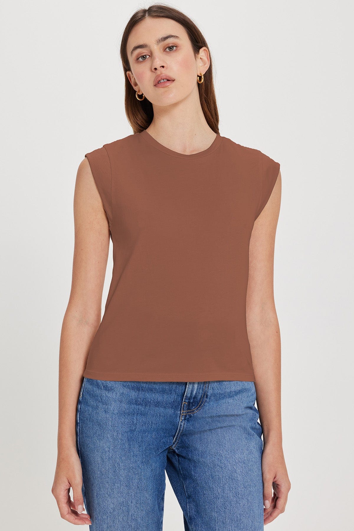 Goldie LeWinter TEES XS / Cocoa Brown Organic Cap Sleeve Tee