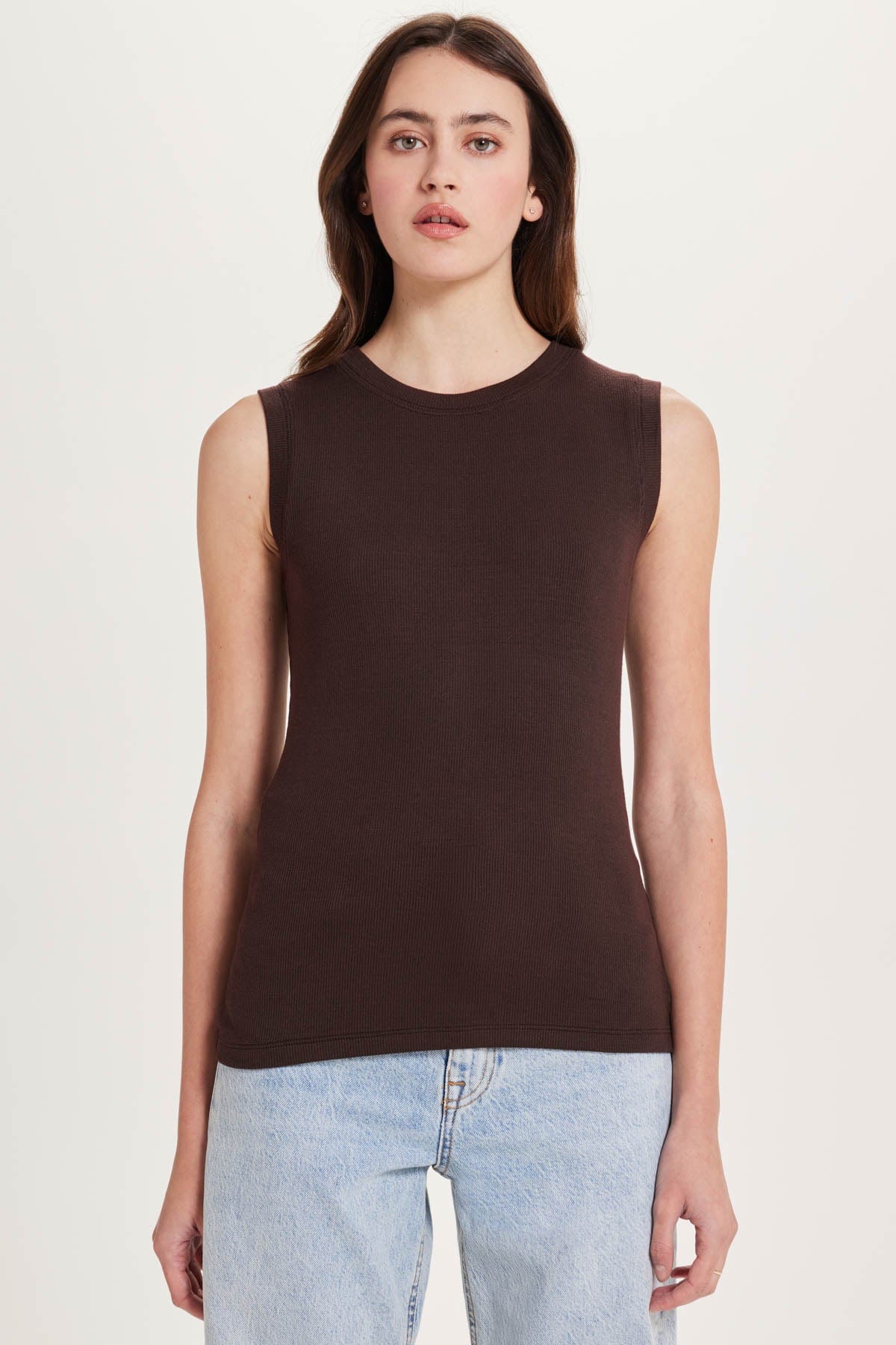 Goldie LeWinter TEES XS / Coffee Ribbed Sleeveless Tee