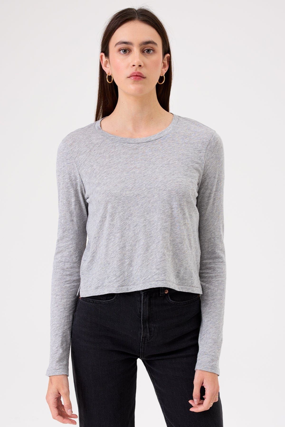 Goldie LeWinter TEES XS / Gray Heather Long Sleeve Cropped Boy Tee