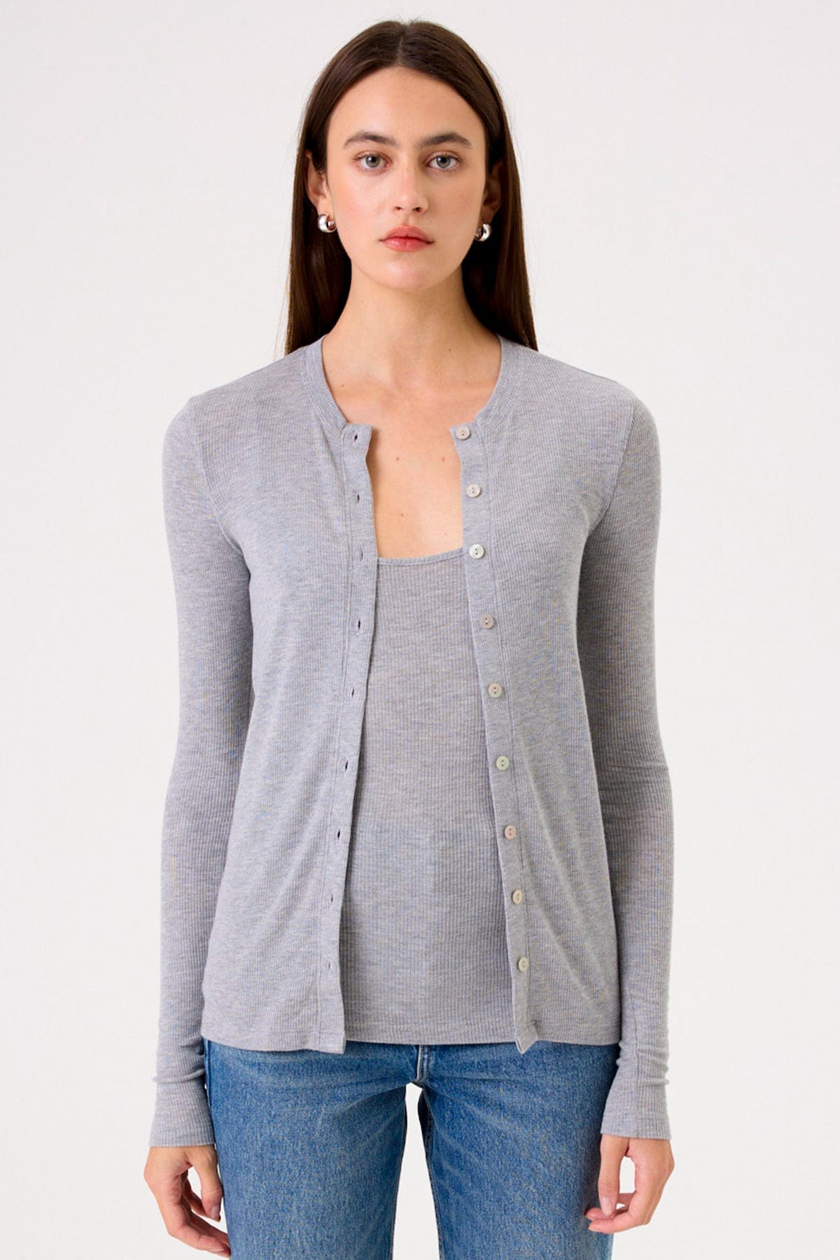 Goldie LeWinter TEES XS / Gray Heather Ribbed Cardigan