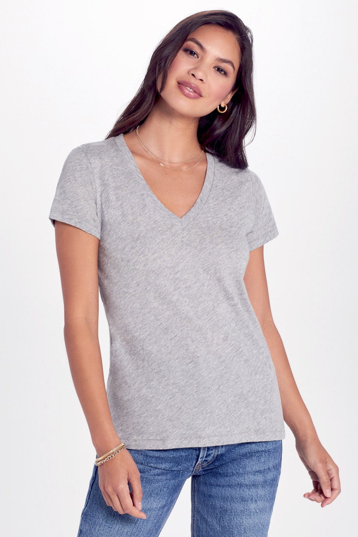 Goldie LeWinter TEES XS / Gray Heather Signature Slub V Neck Tee