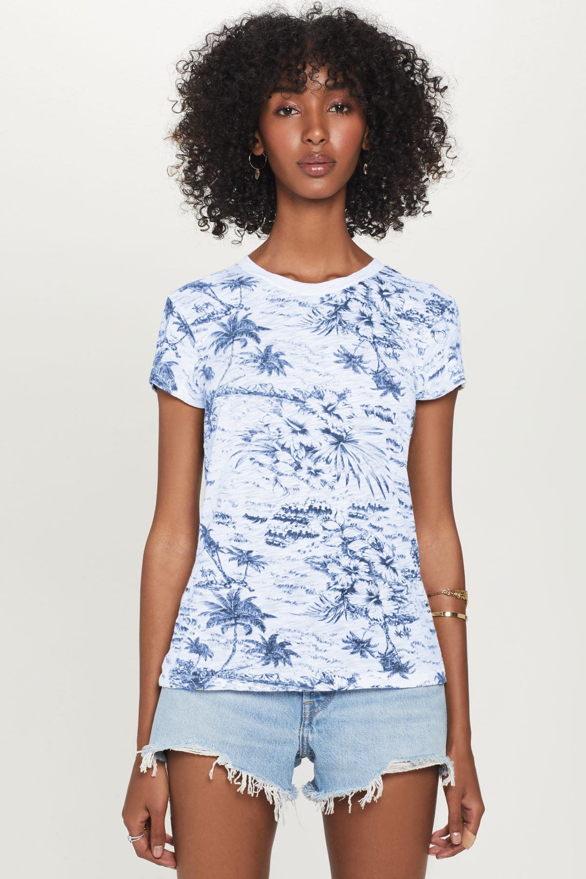 Goldie LeWinter TEES XS / Limoges Palm Island Ringer Tee