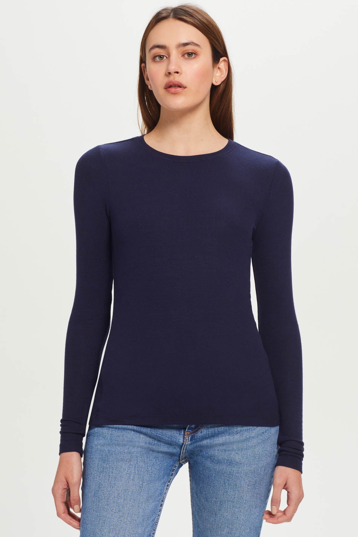 Goldie LeWinter TEES XS / Navy Ribbed Long Sleeve Tee