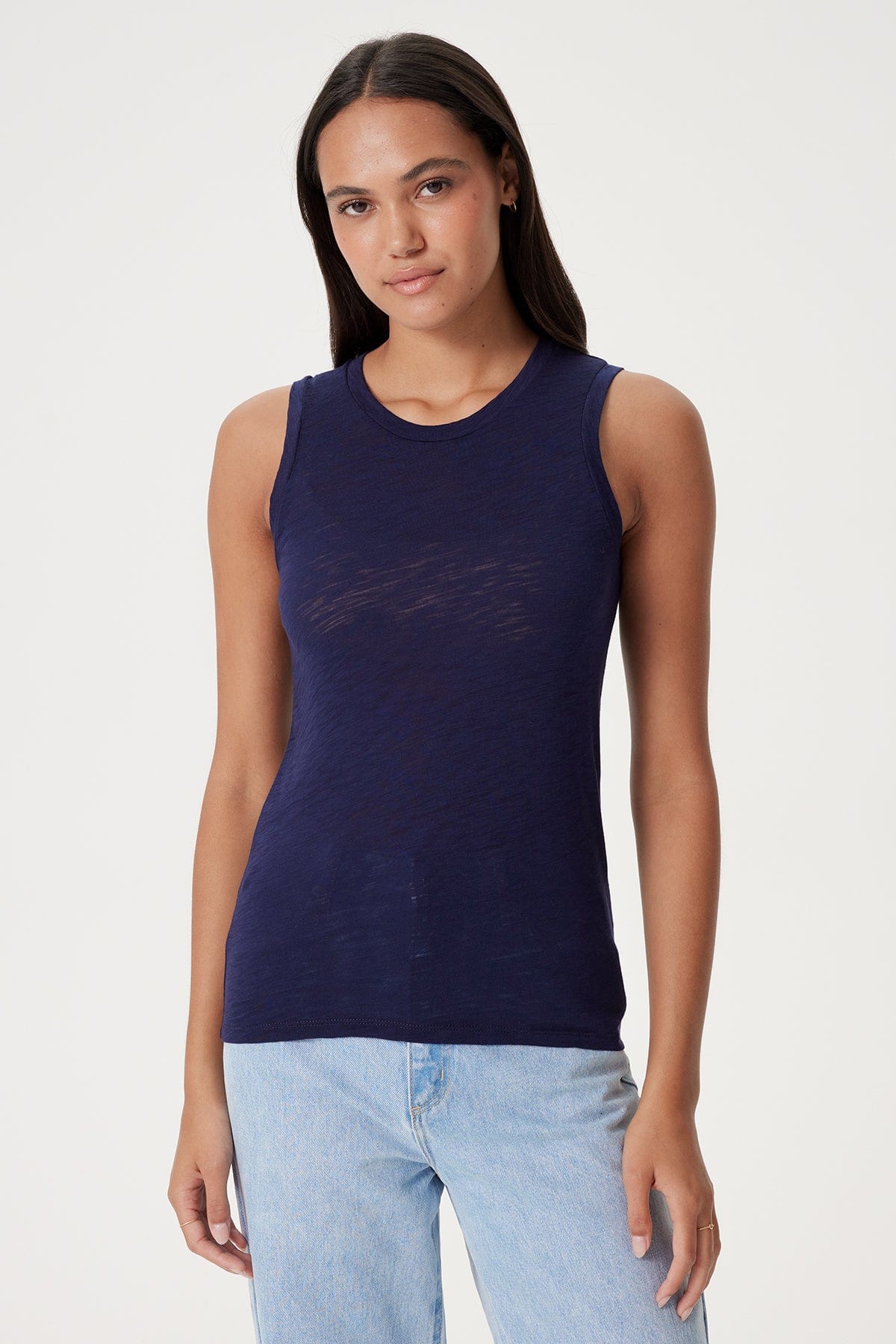 Goldie LeWinter TEES XS / Navy Signature Slub Crew Tank