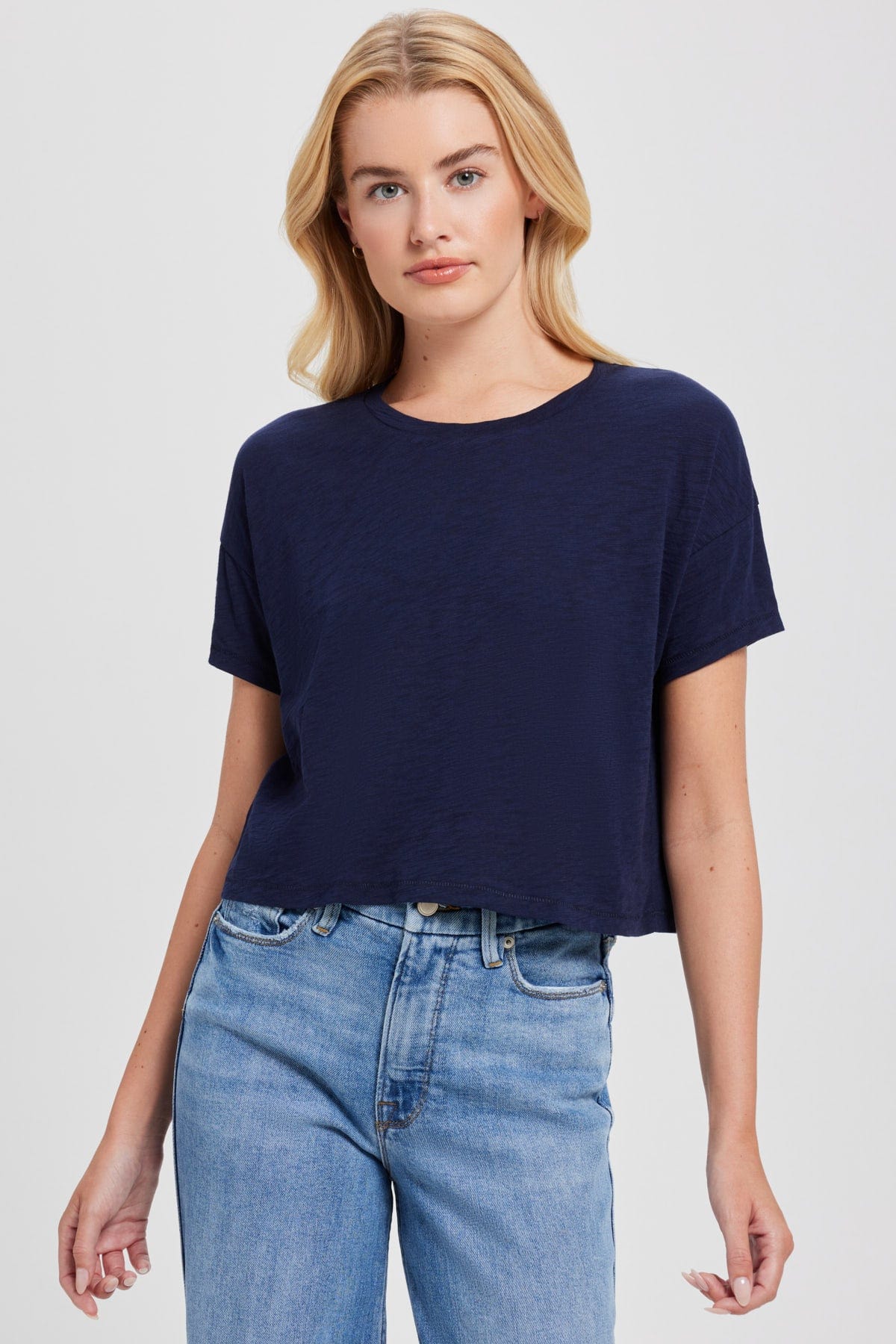 Goldie LeWinter TEES XS / Navy Signature Slub Crop Tee