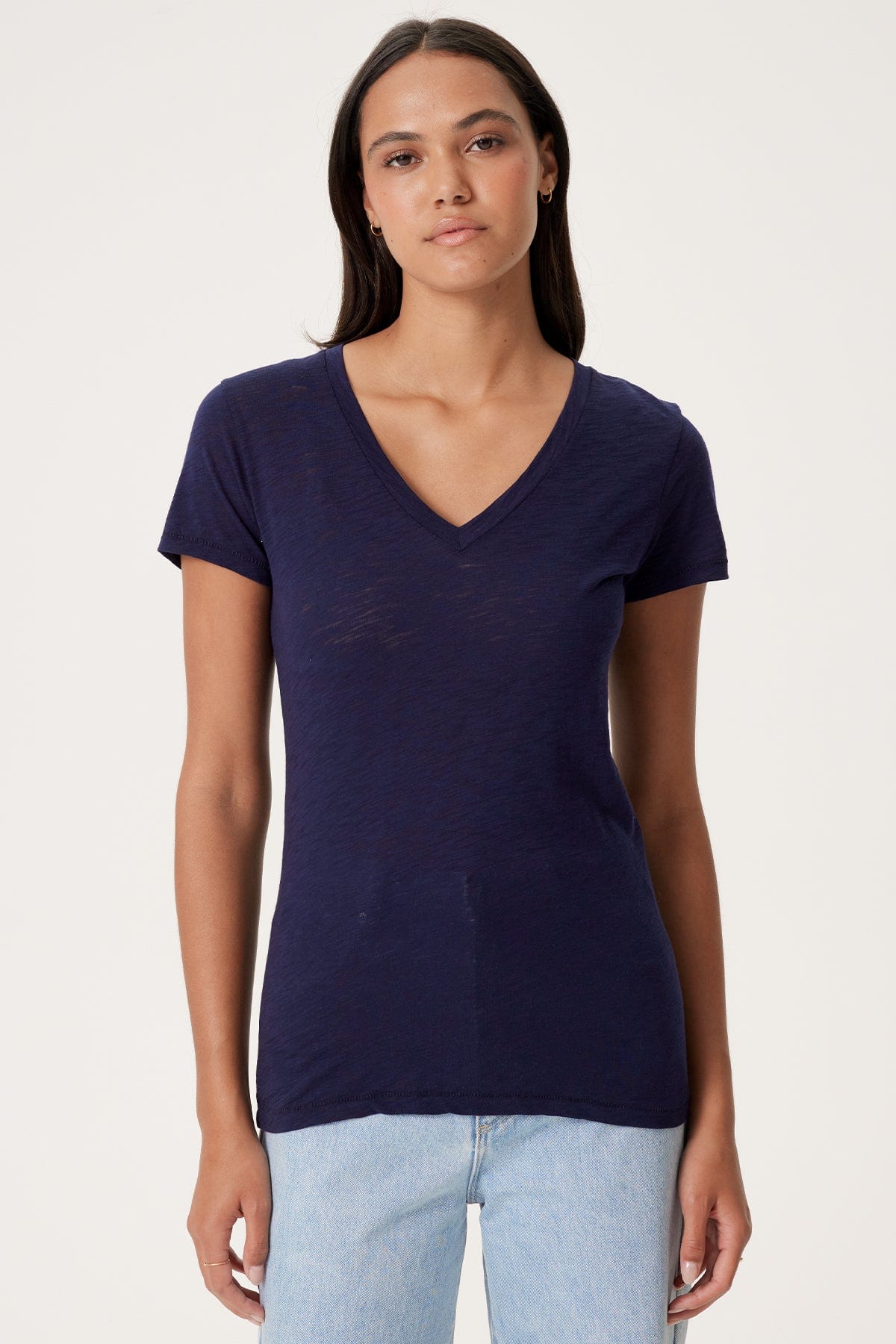 Goldie LeWinter TEES XS / Navy Signature Slub V Neck Tee