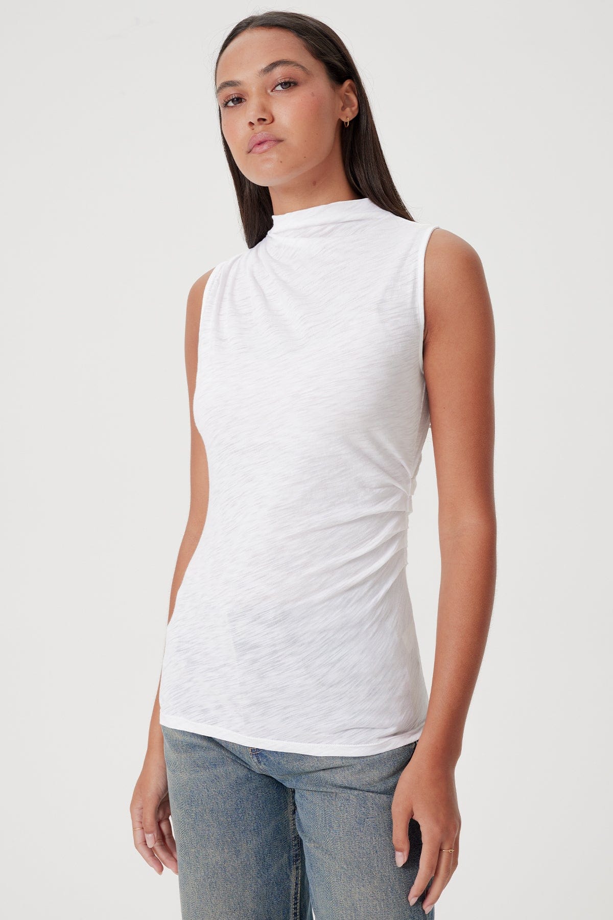 Goldie LeWinter TEES XS / White Athena Draped Shell