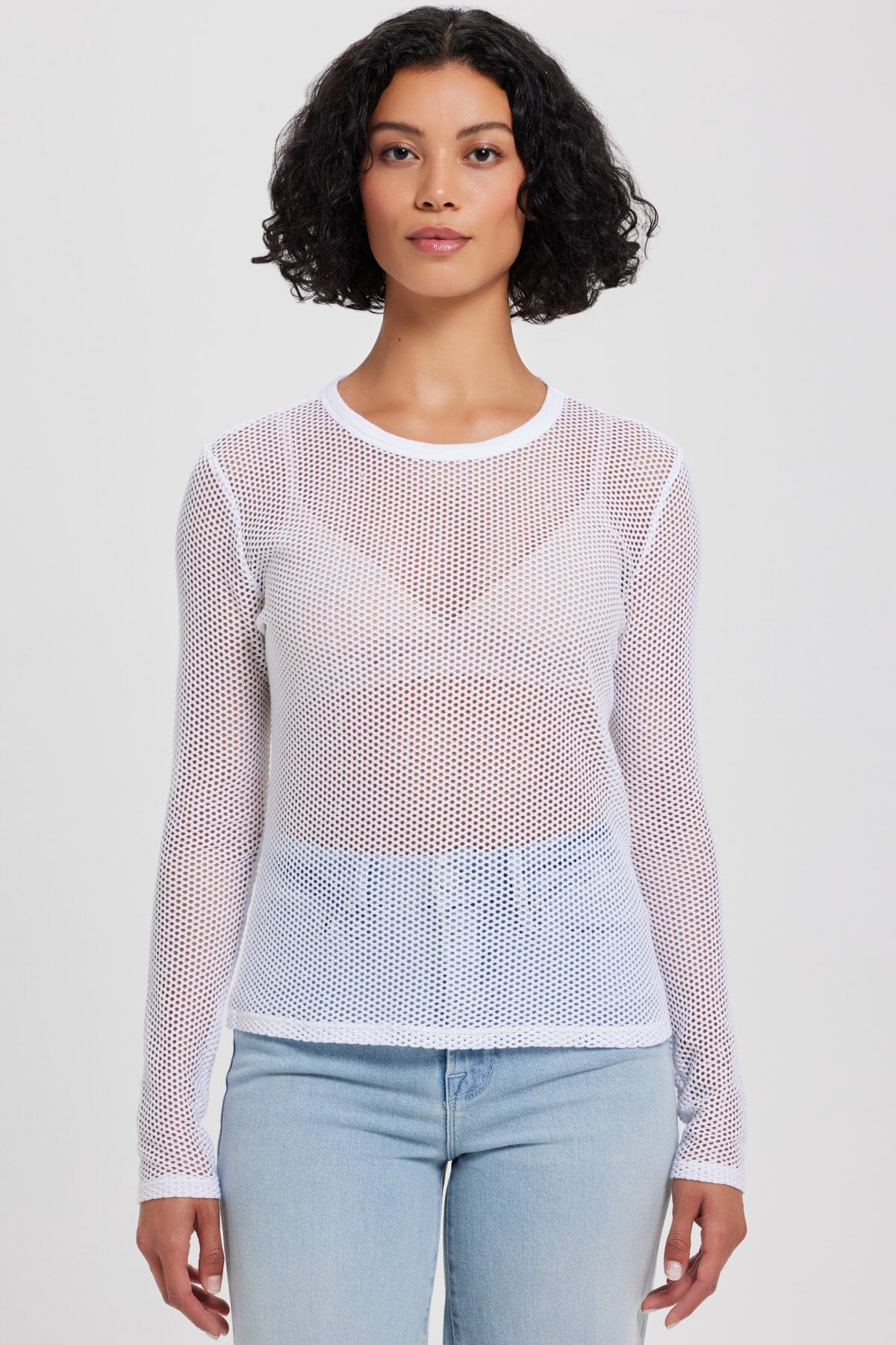 Goldie LeWinter TEES XS / White Aubrey Fishnet Top