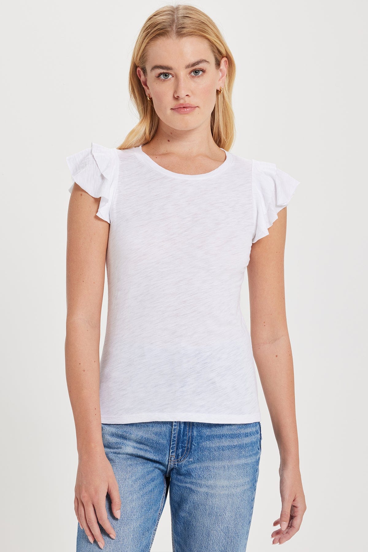 Goldie LeWinter TEES XS / White Celeste Ruffle Sleeve Tee