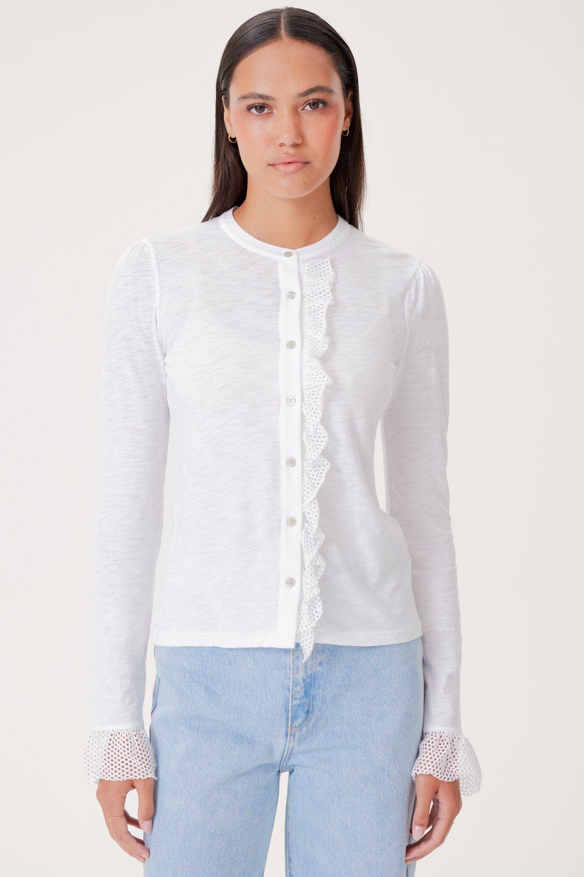 Goldie LeWinter TEES XS / White Isabel Ruffle Shirt