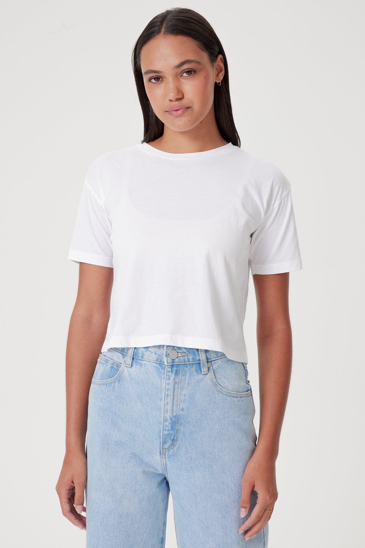 Goldie LeWinter TEES XS / White Organic Crop Girlfriend Tee