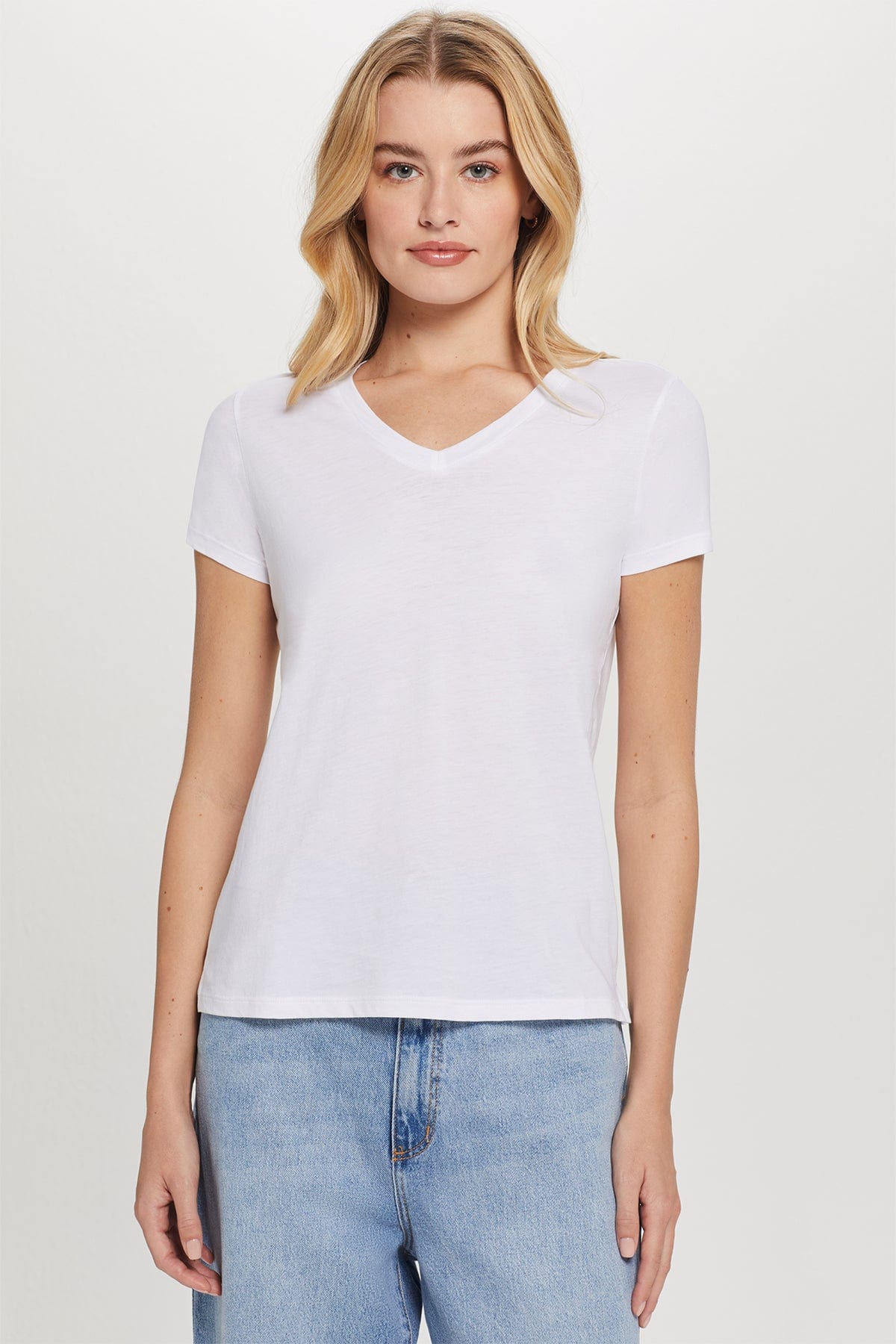 Goldie LeWinter TEES XS / White Organic V Neck Boy Tee