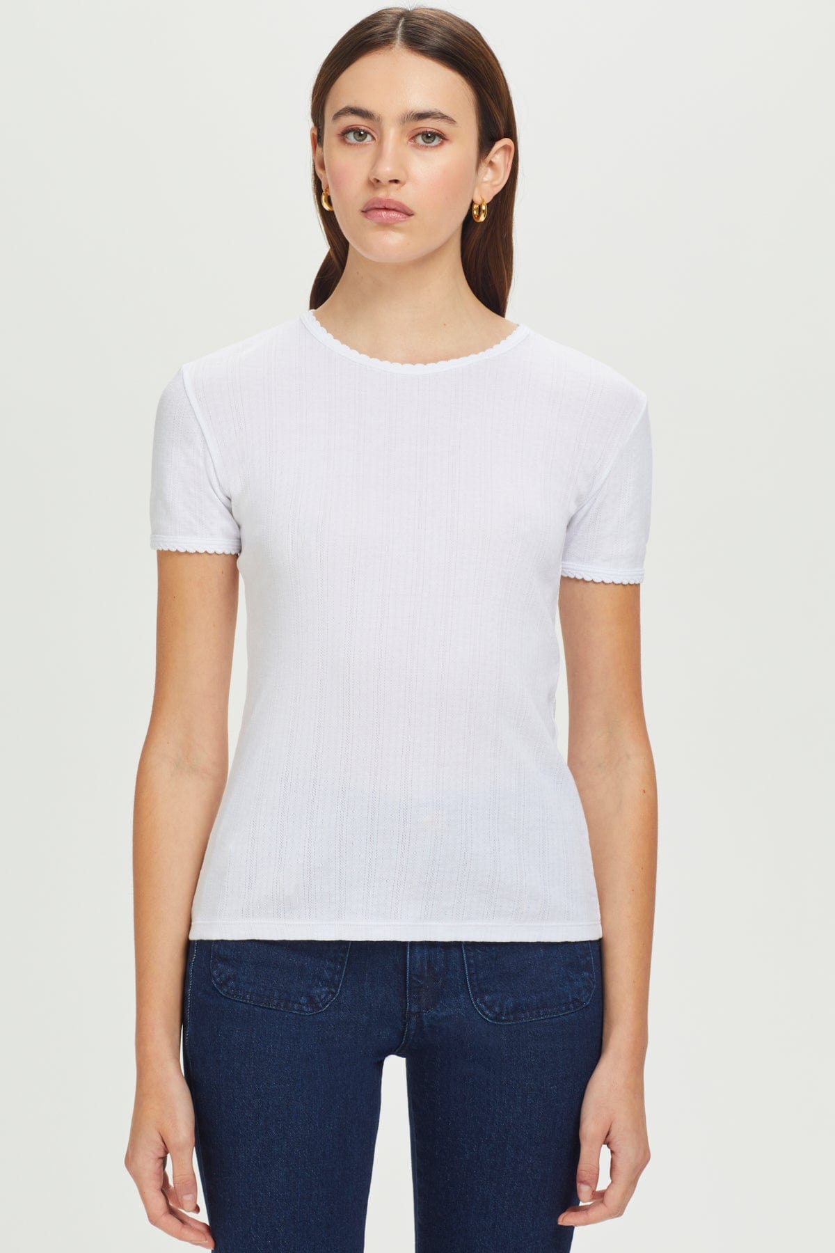 Goldie LeWinter TEES XS / White Pointelle Tee